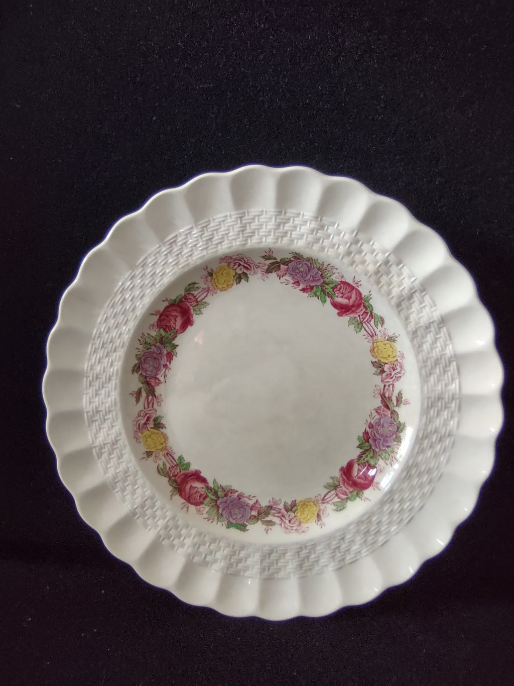 Vintage Copeland Spode Rose Briar Plate Basketweave Floral Cottagecore [5859]