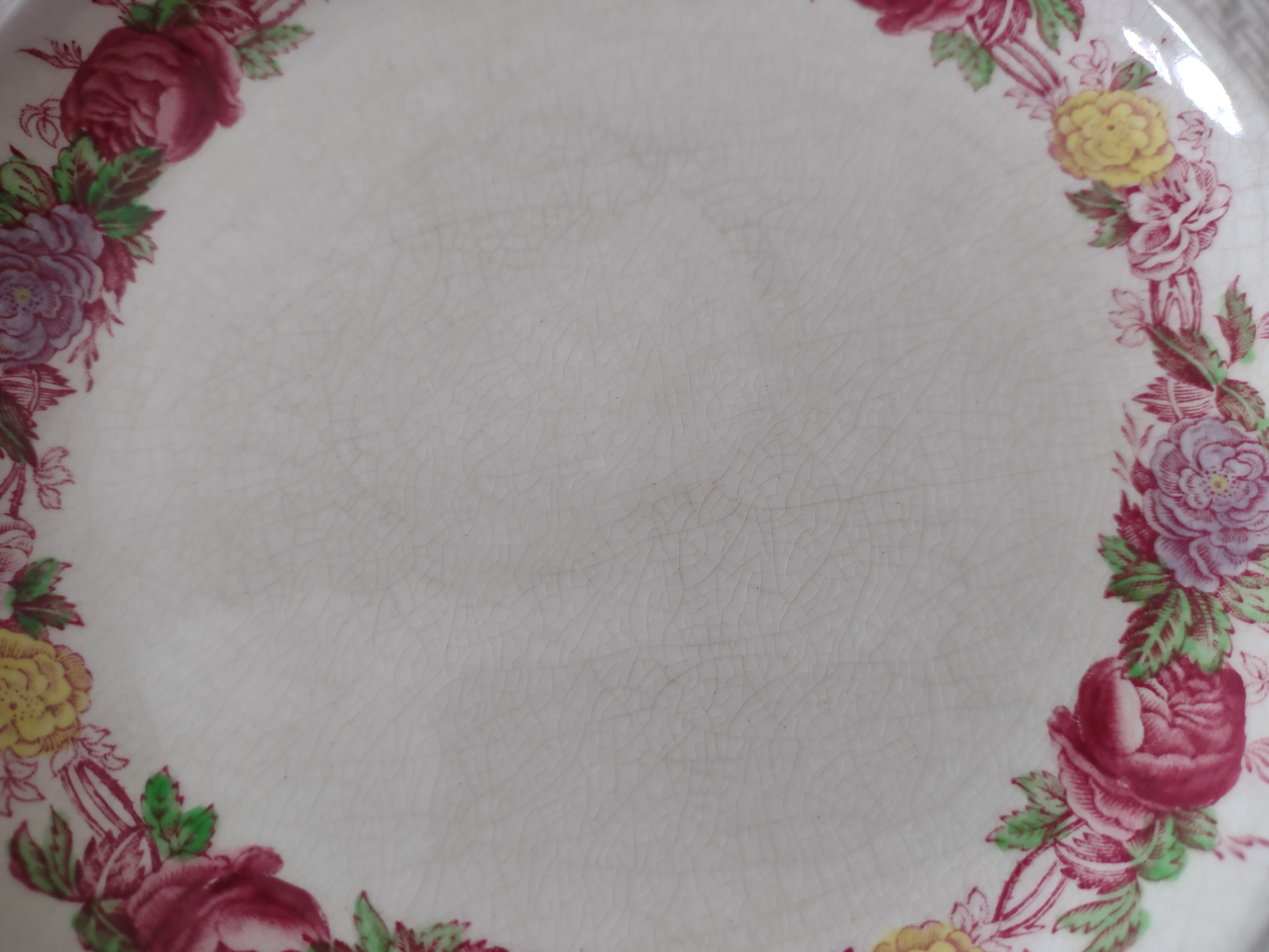 Vintage Copeland Spode Rose Briar Plate Basketweave Floral Cottagecore [5859]