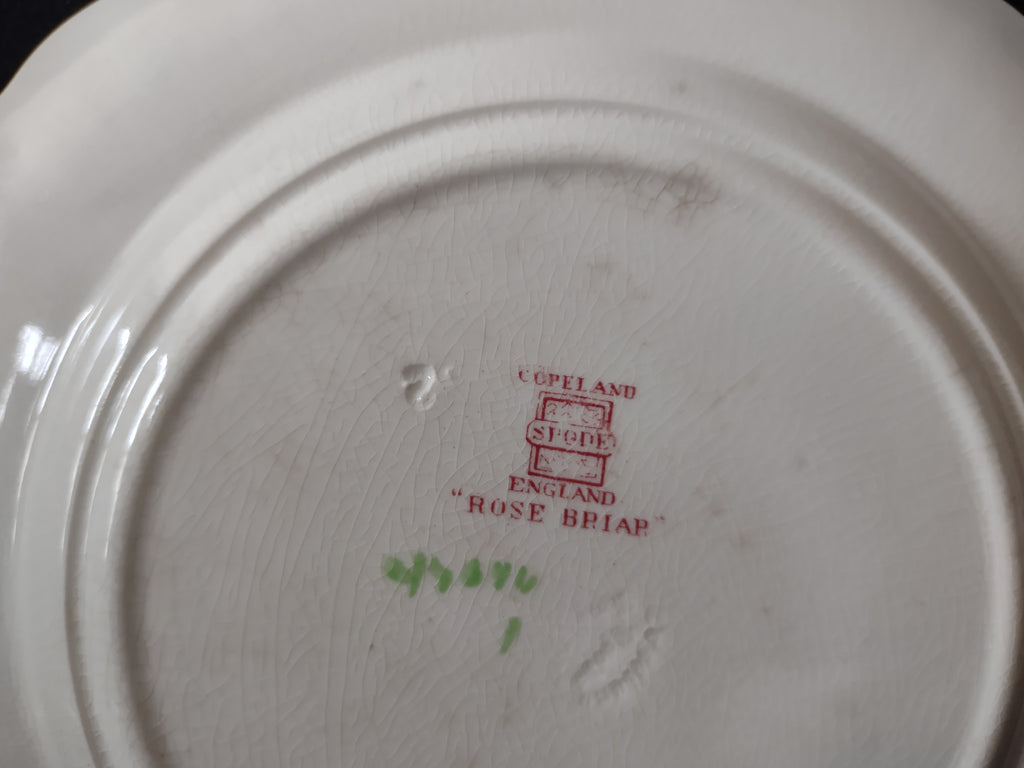 Vintage Copeland Spode Rose Briar Plate Basketweave Floral Cottagecore [5859]