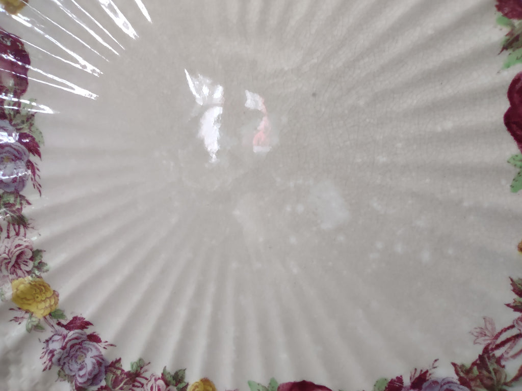 Vintage Copeland Spode Rose Briar Luncheon Plate Basketweave [5860]