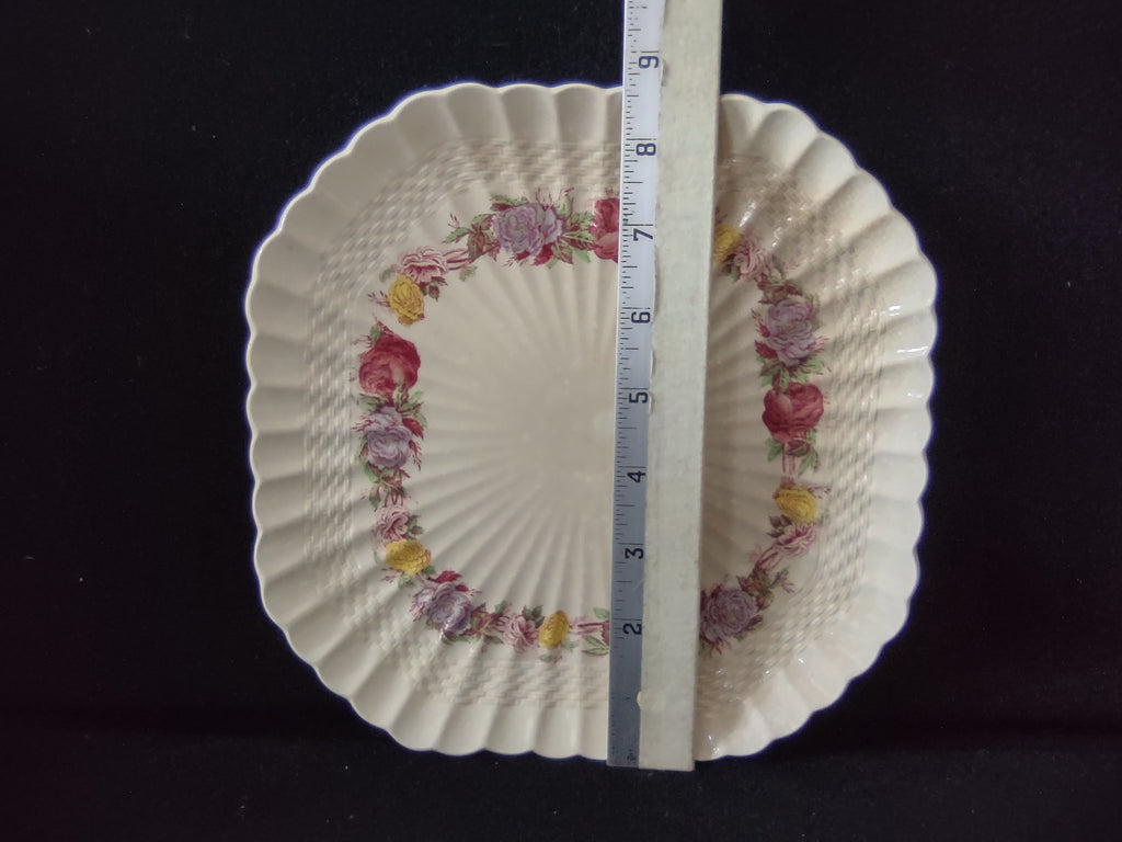 Vintage Copeland Spode Rose Briar Luncheon Plate Basketweave [5860]
