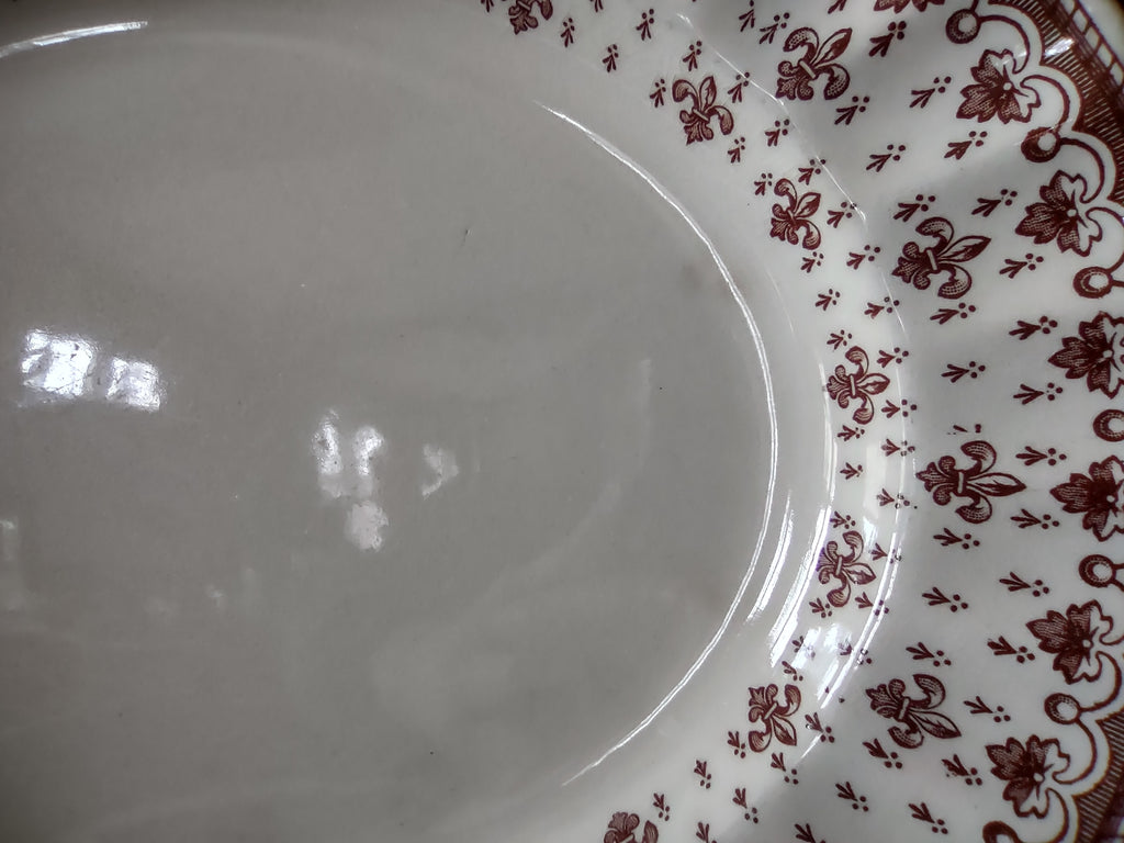 Vintage Copeland Spode Brown Fleur-de-Lis Oval Platter Cottagecore [5864]