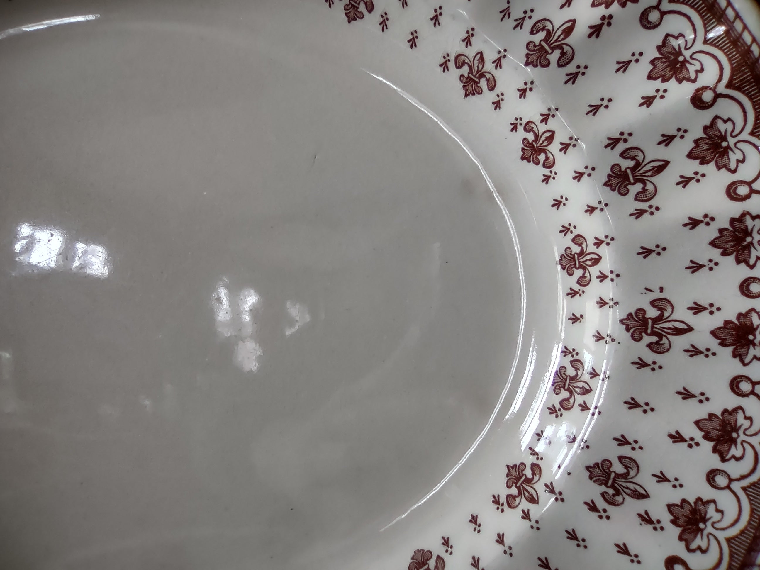 Vintage Copeland Spode Brown Fleur-de-Lis Oval Platter Cottagecore [5864]