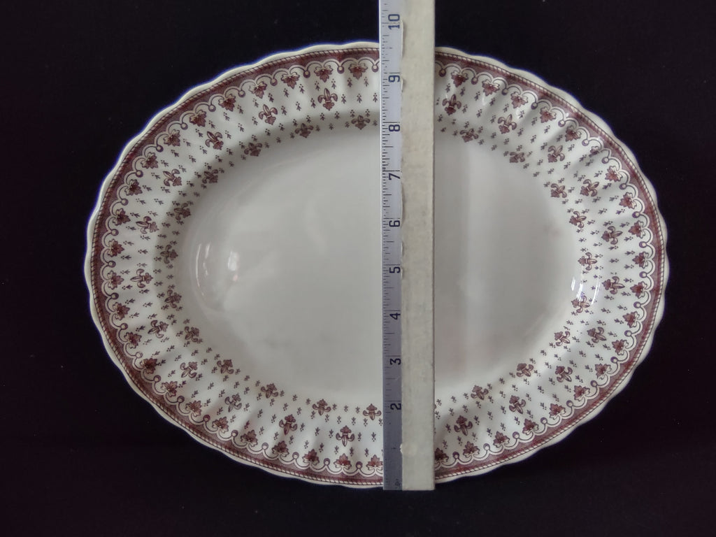 Vintage Copeland Spode Brown Fleur-de-Lis Oval Platter Cottagecore [5864]