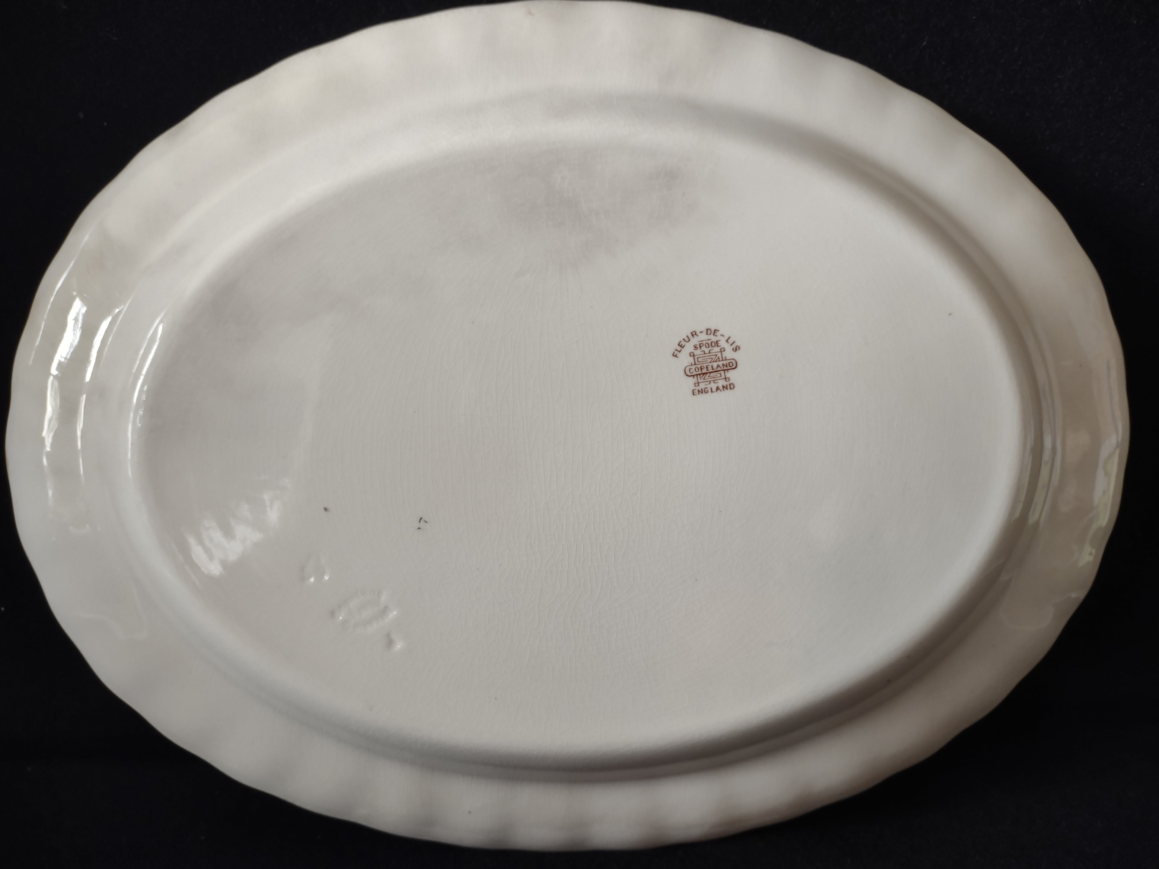 Vintage Copeland Spode Brown Fleur-de-Lis Oval Platter Cottagecore [5864]