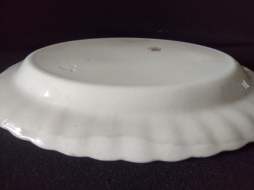 Vintage Copeland Spode Brown Fleur-de-Lis Oval Platter Cottagecore [5864]