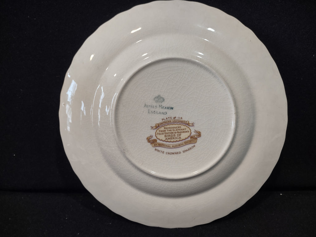 Vintage Meakin Audubon White Crowned Sparrow Cottagecore Plate England [5868]