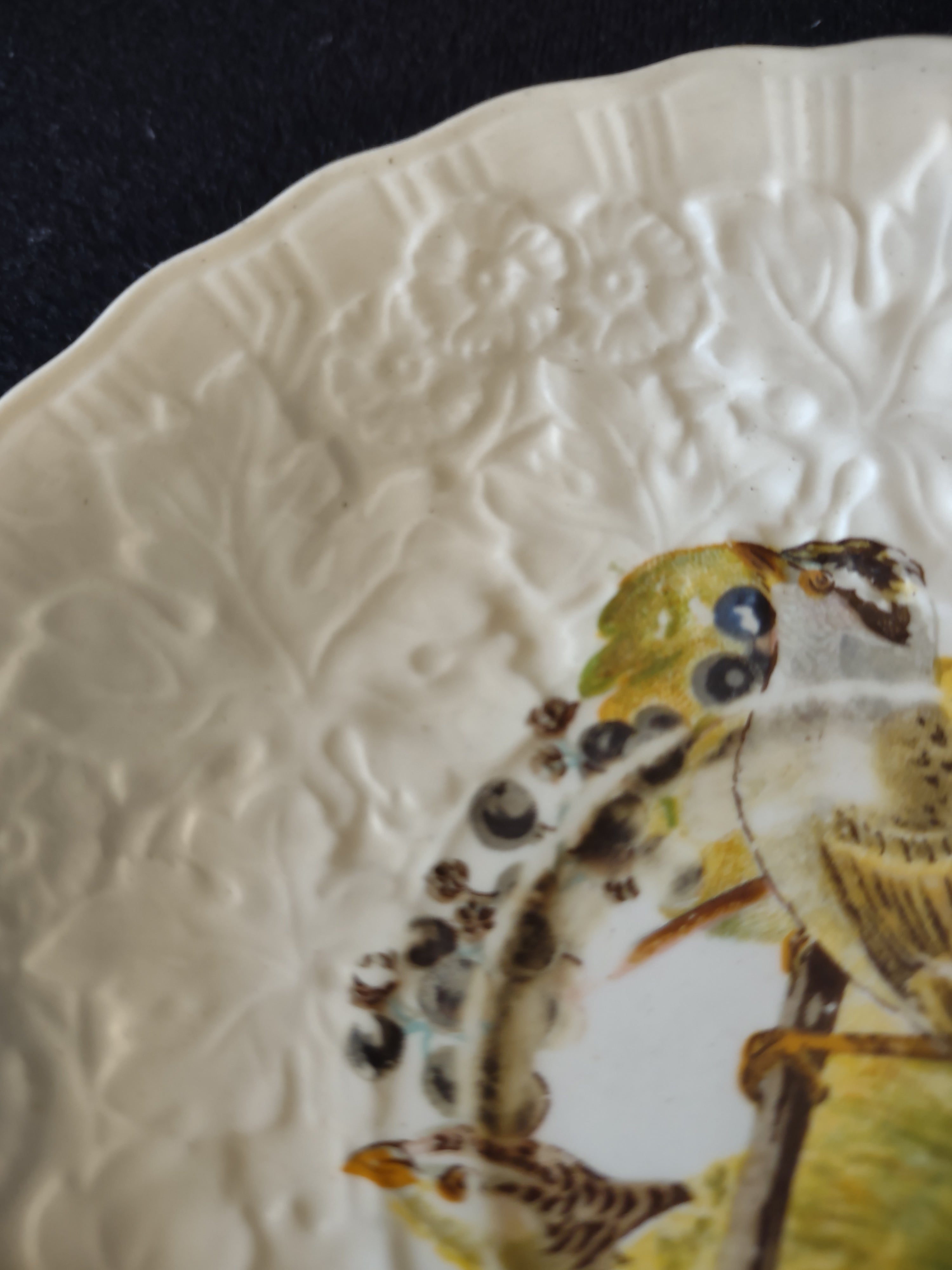 Vintage Embossed Floral Sparrow Cup Saucer Meakin England Cottagecore [5872]
