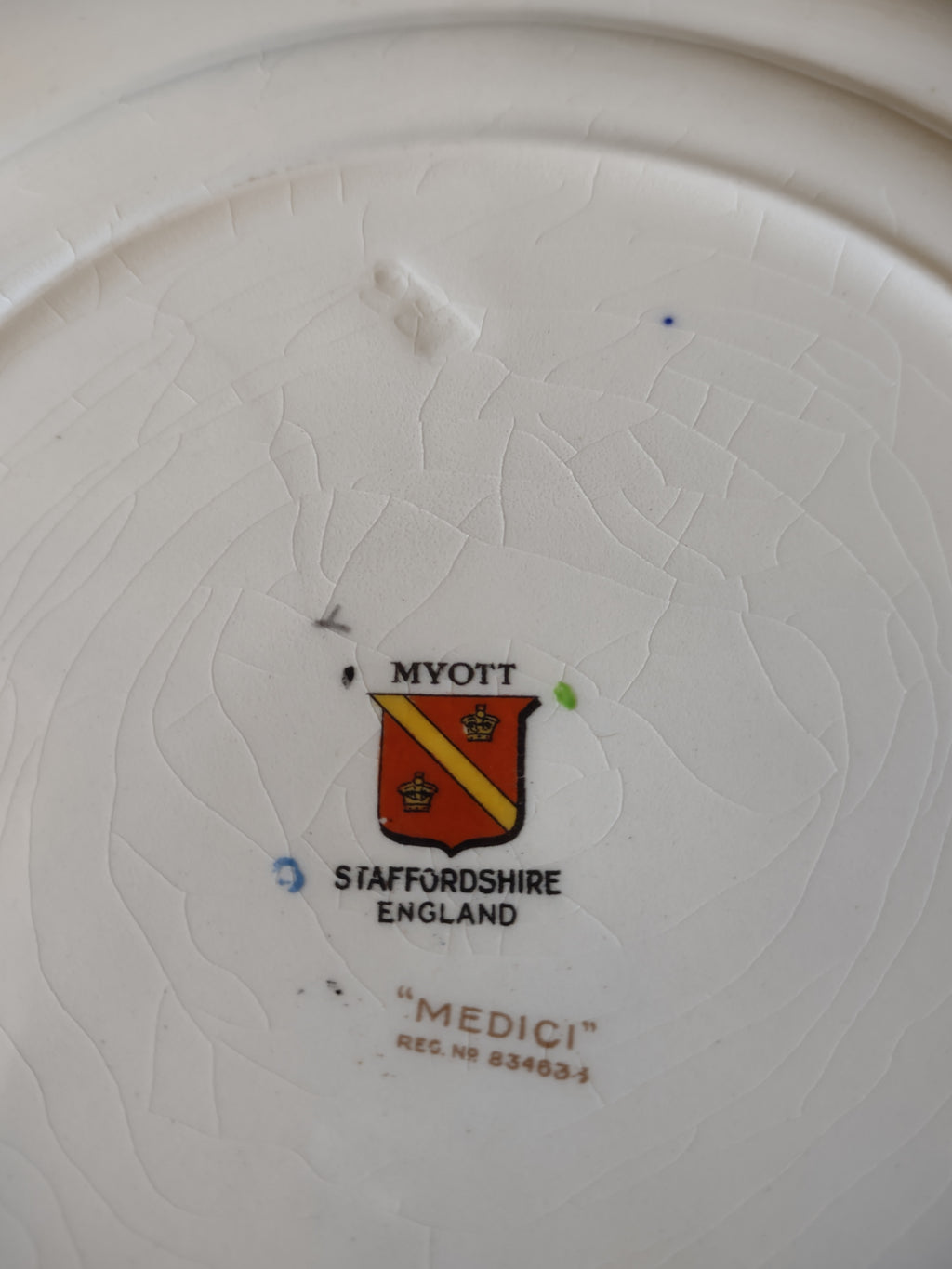 Vintage Myott Staffordshire England Medici Square Plate [5882]