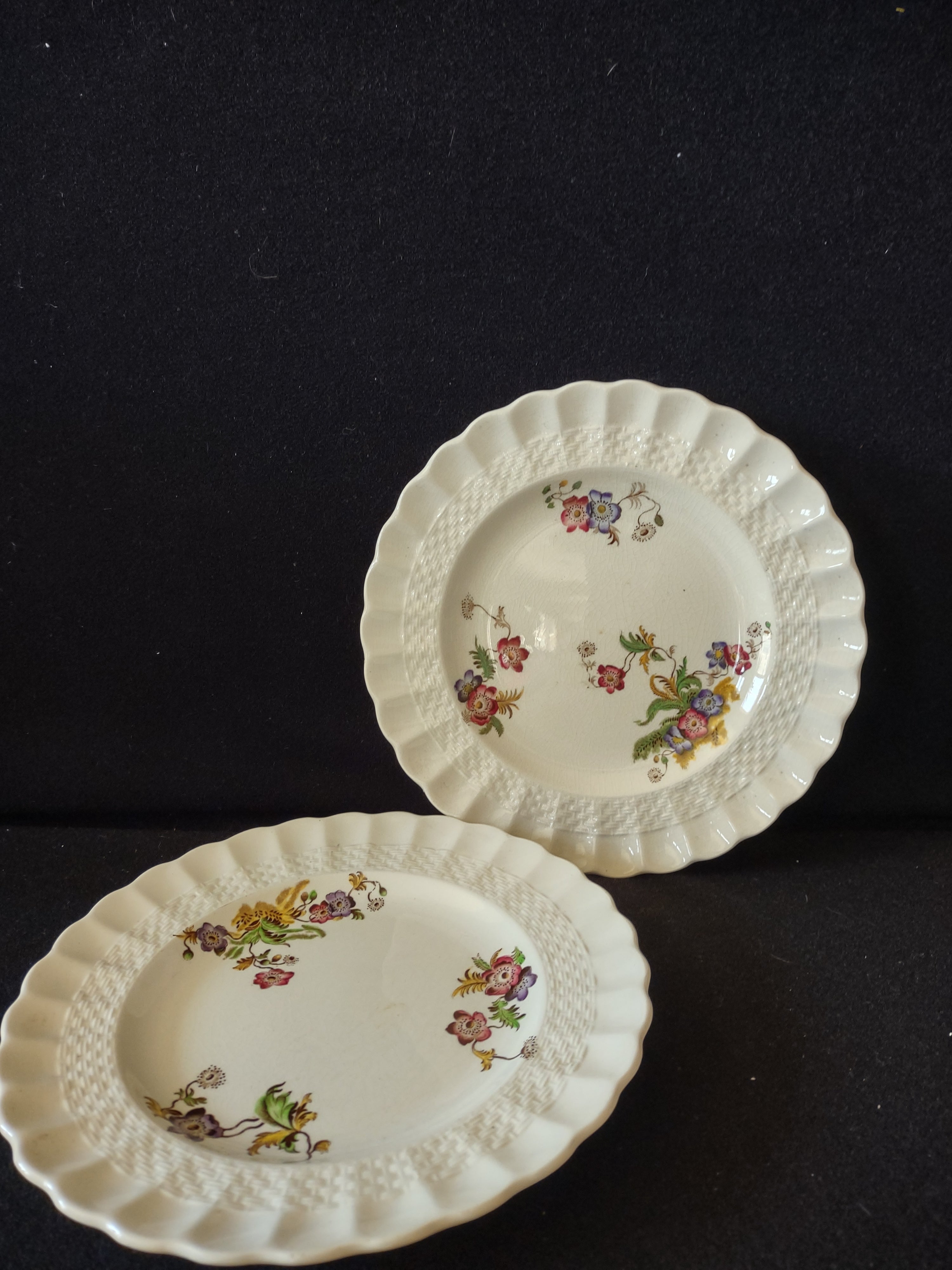 Vintage Copeland Spode Wicker Lane Salad Plates England Cottagecore [5886]