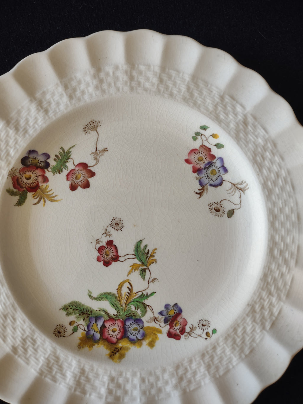 Vintage Copeland Spode Wicker Lane Salad Plates England Cottagecore [5886]