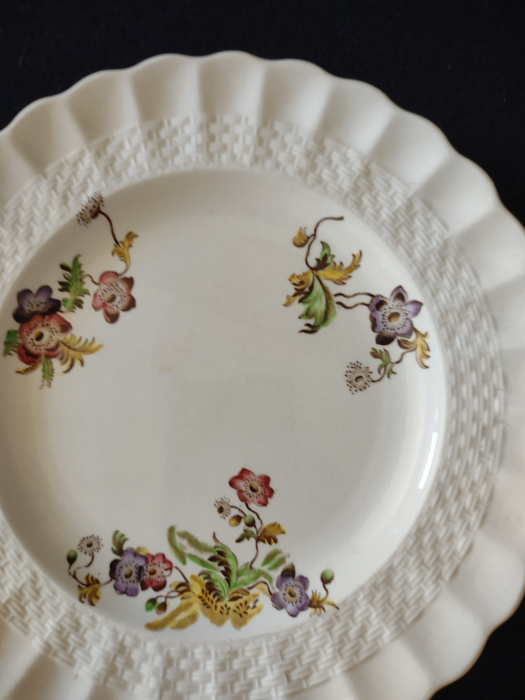 Vintage Copeland Spode Wicker Lane Salad Plates England Cottagecore [5886]
