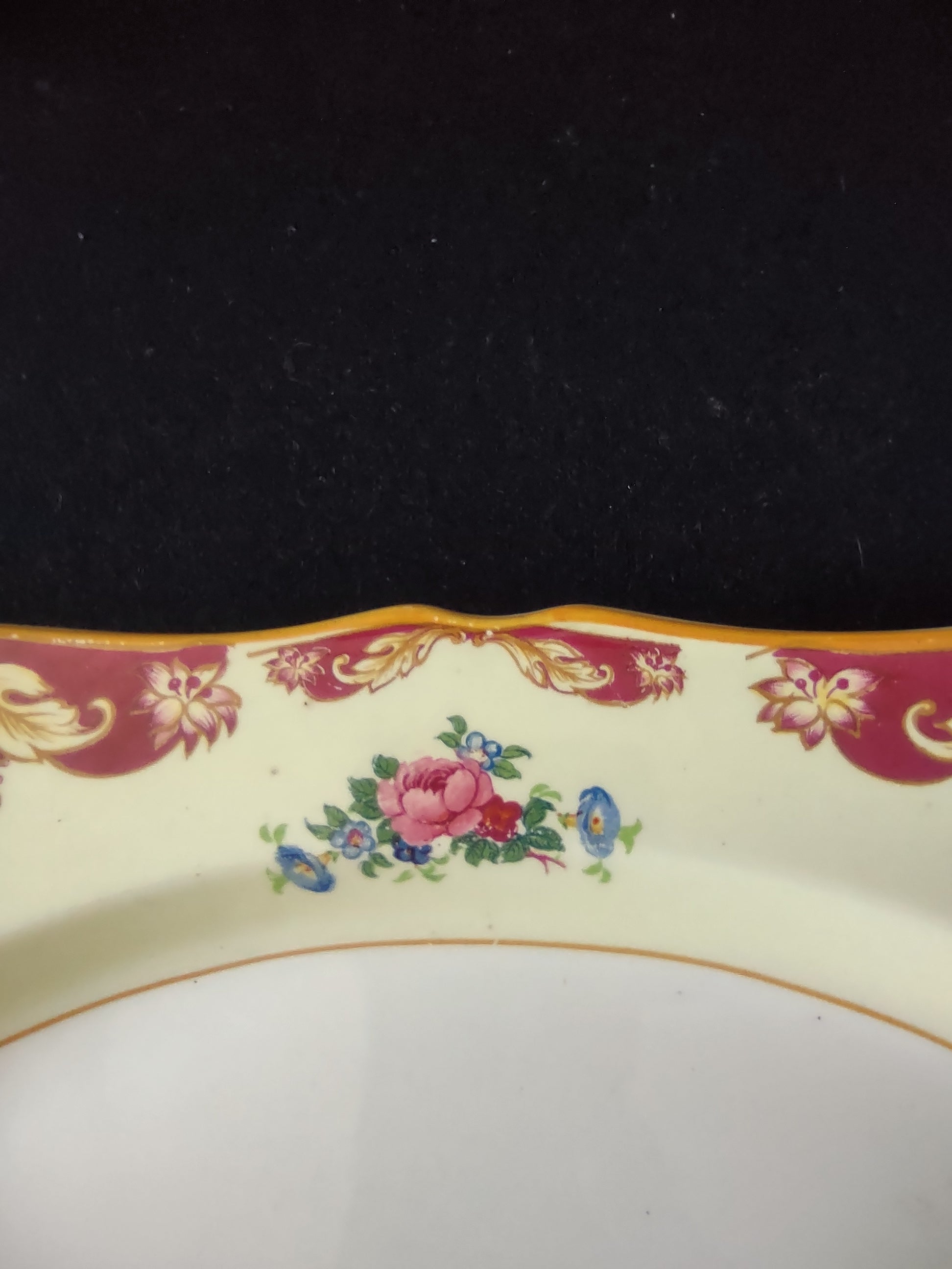 Vintage Crown Ducal Ware Oval Platter Crimson Gold England Cottagecore [5890]