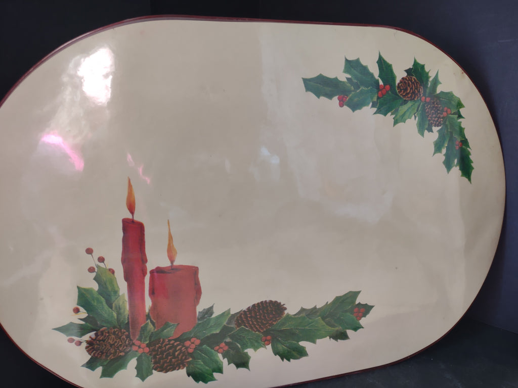 Vintage Christmas Placemats Plastic Double Sided Carolers Holly Nostalgic [1643]