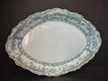 Vintage Green Transferware Large Oval Serving Platter Gold Gilt [5899]