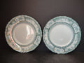 Vintage Green Transferware Floral Plates Pair Gold Gilt England IMPERFECT [5900]