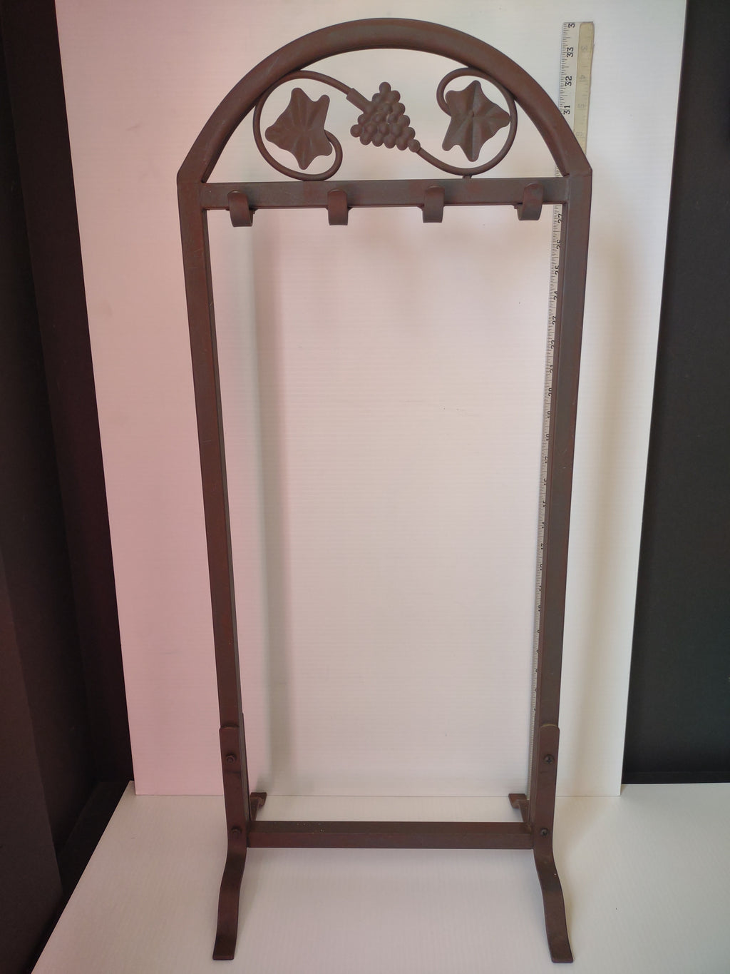 Vintage Wrought Iron Fireplace Tool Rack Stand Grape Ivy Motif [6252]