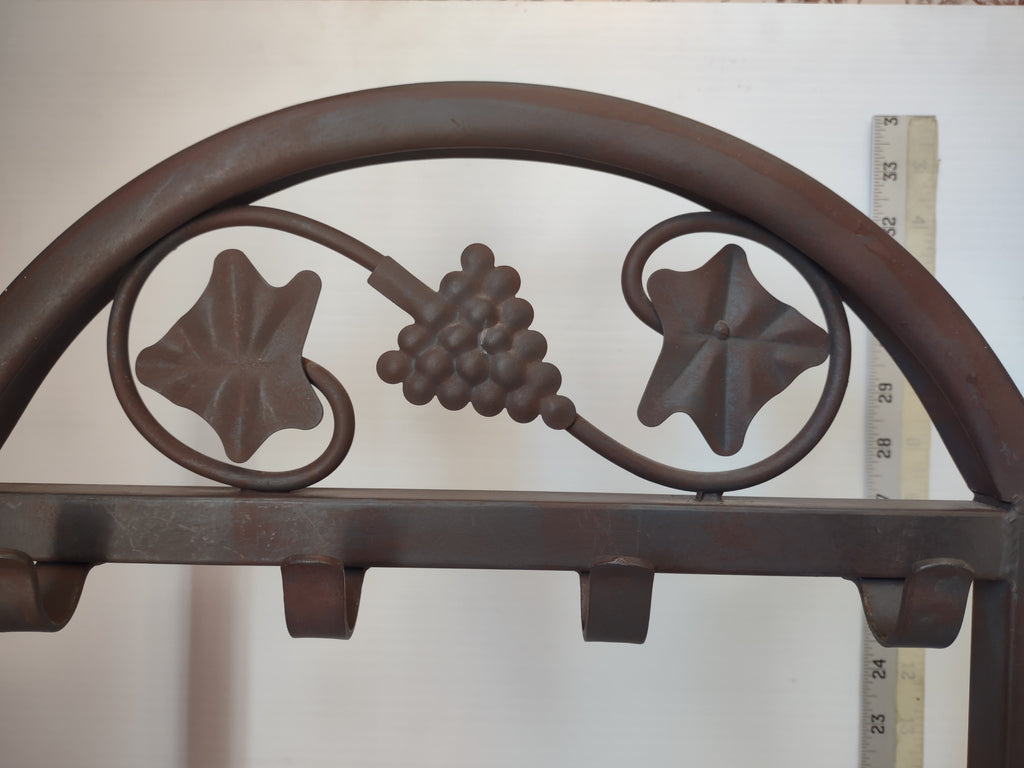 Vintage Wrought Iron Fireplace Tool Rack Stand Grape Ivy Motif [6252]