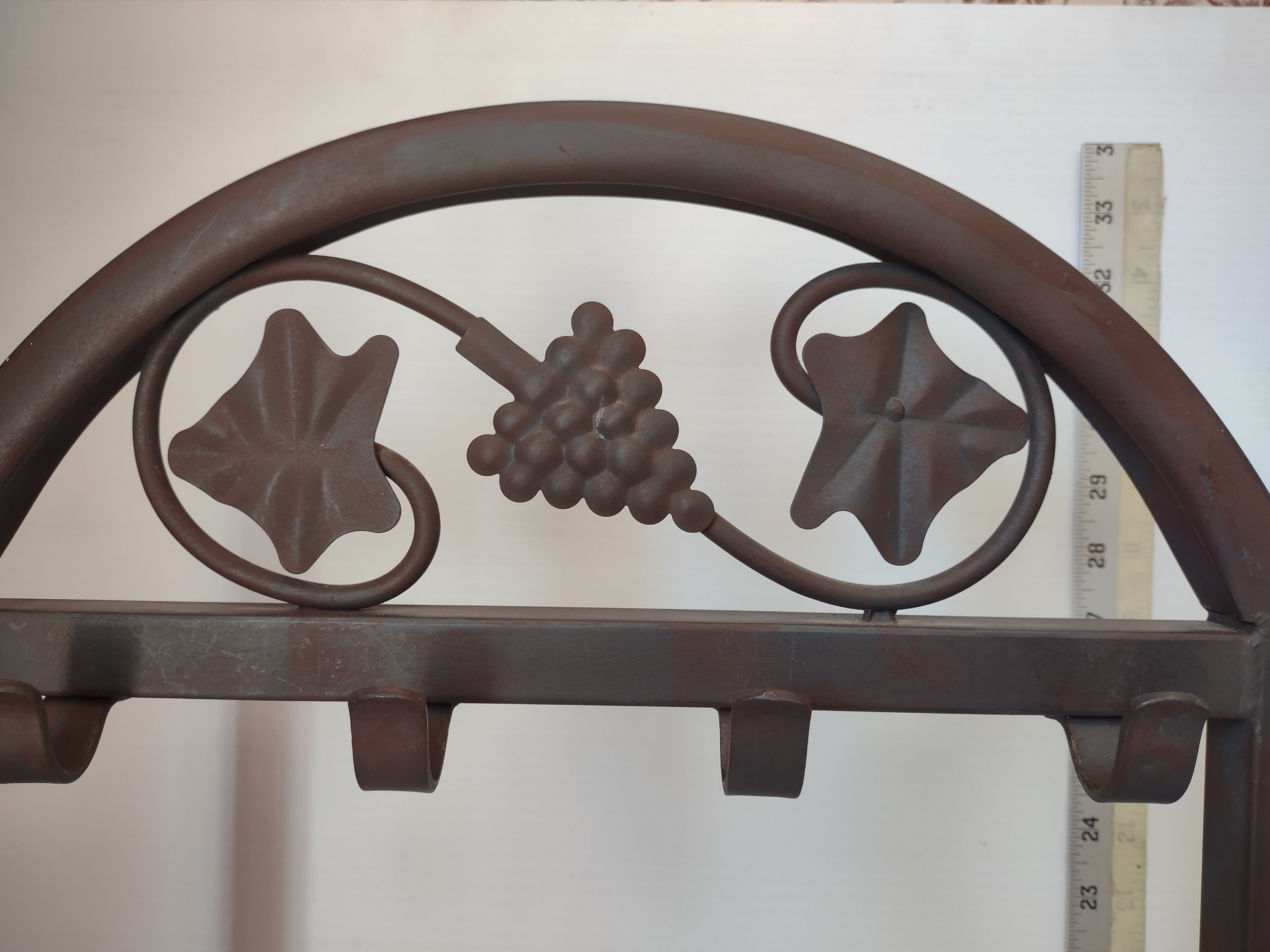 Vintage Wrought Iron Fireplace Tool Rack Stand Grape Ivy Motif [6252]