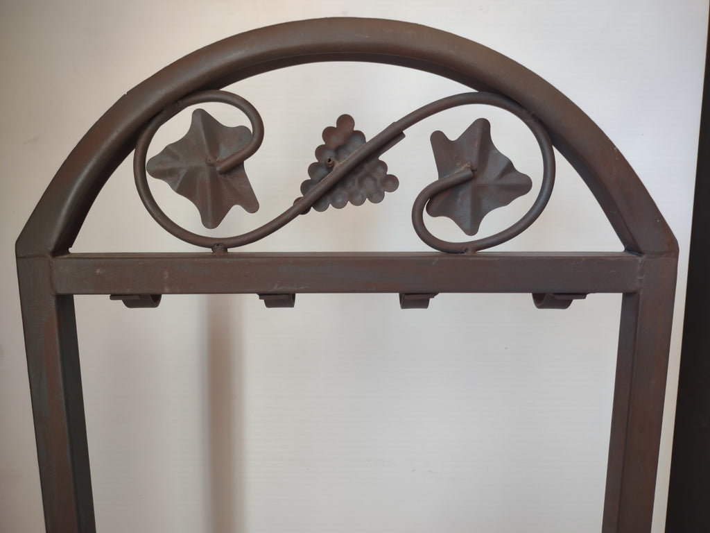 Vintage Wrought Iron Fireplace Tool Rack Stand Grape Ivy Motif [6252]
