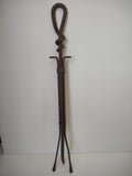 Vintage Wrought Iron Fireplace Tongs Loop Knot Handle Splayed Feet [6254]