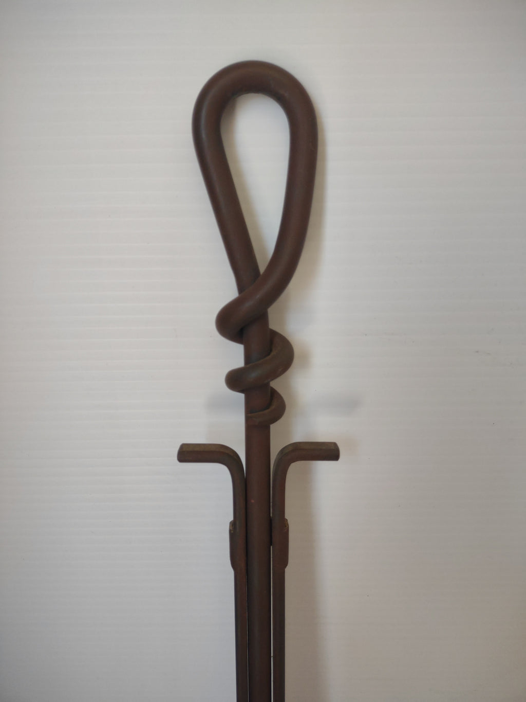 Vintage Wrought Iron Fireplace Tongs Loop Knot Handle Splayed Feet [6254]