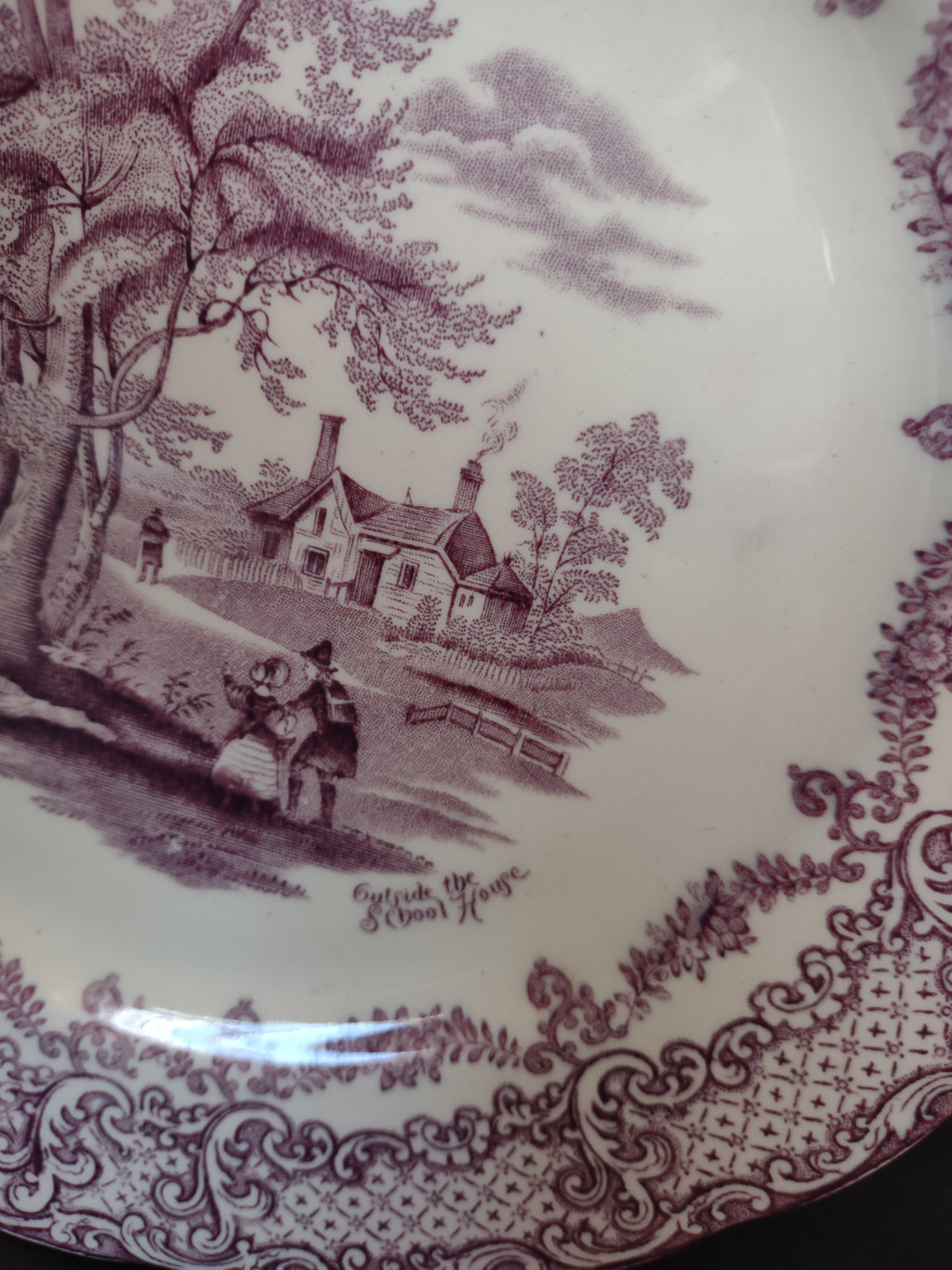 Vintage Ridgways England Humphrey's Clock School House Purple Plate [5898]
