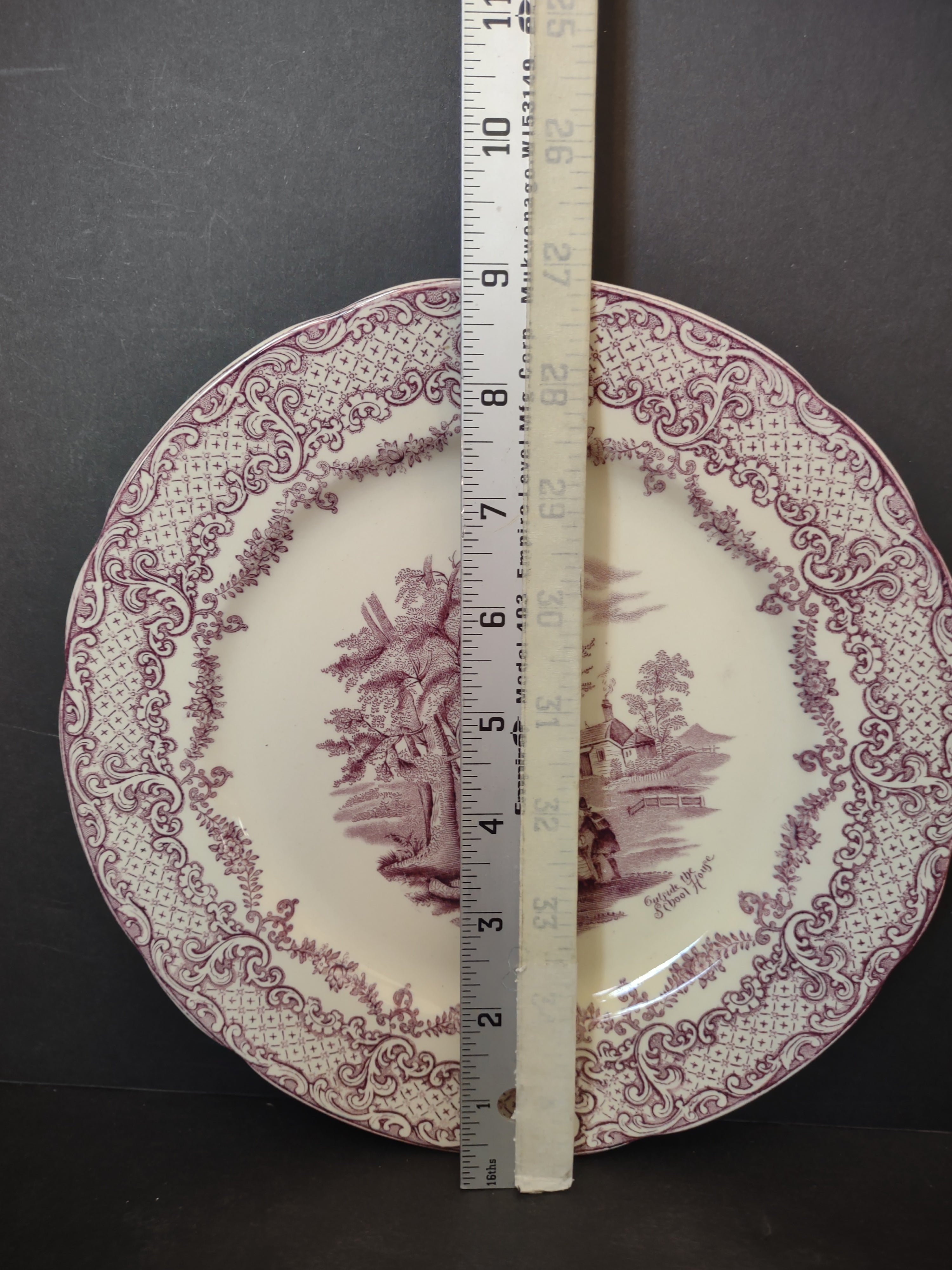 Vintage Ridgways England Humphrey's Clock School House Purple Plate [5898]