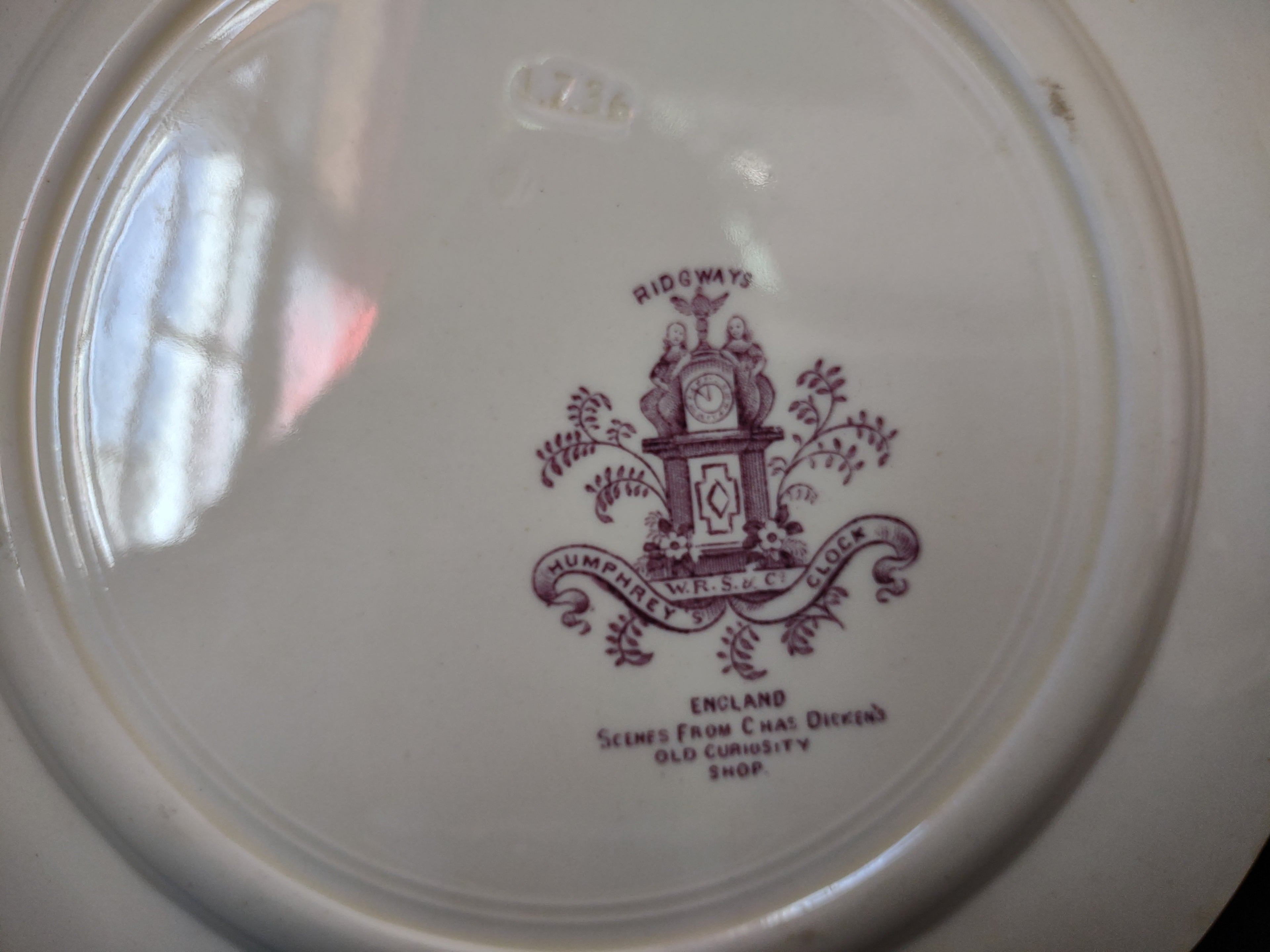Vintage Ridgways England Humphrey's Clock School House Purple Plate [5898]