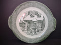 Vintage Victorian Old Curiosity Shop Green Transfer Ware Handle Plate [5897]
