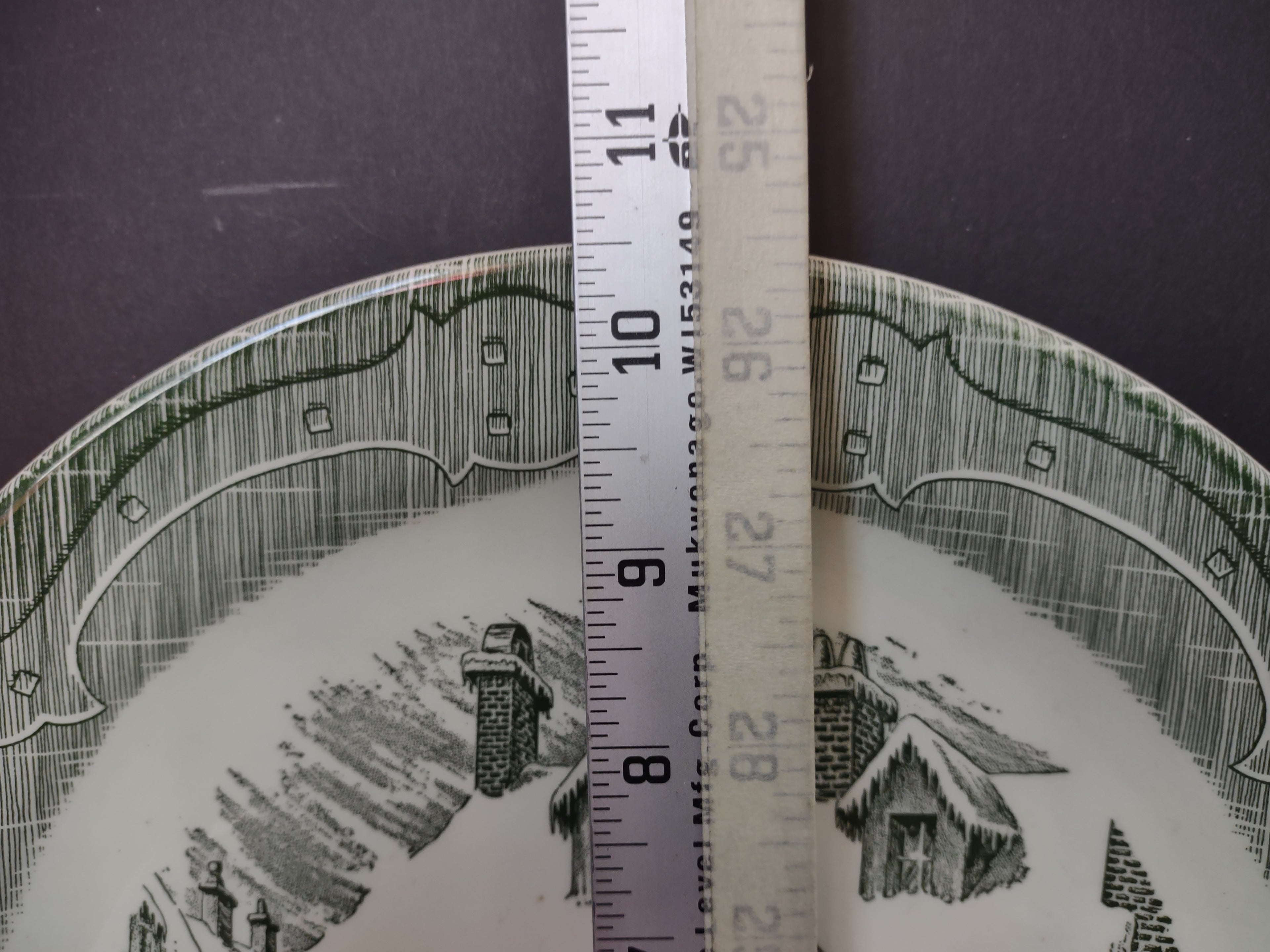 Vintage Victorian Old Curiosity Shop Green Transfer Ware Handle Plate [5897]