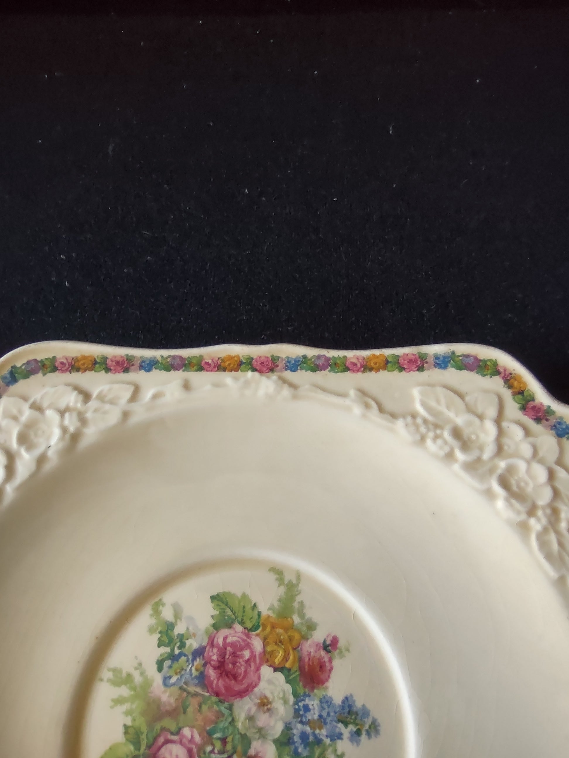 Vintage Crown Ducal Soup Bowl Saucer Ironstone England Cottagecore [5908]