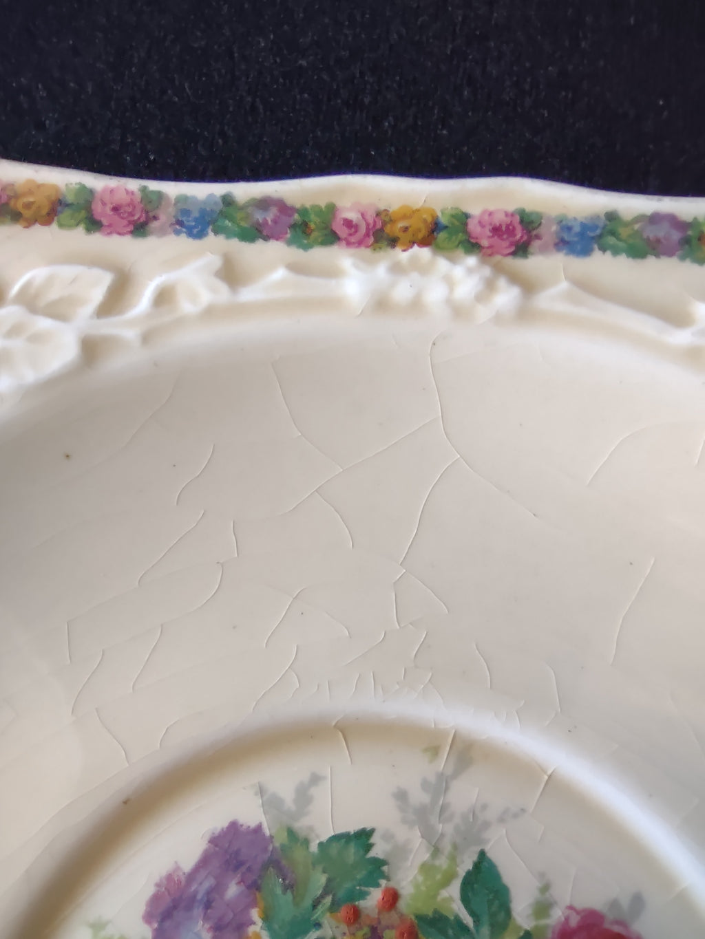 Vintage Crown Ducal Soup Bowl Saucer Ironstone England Cottagecore [5908]