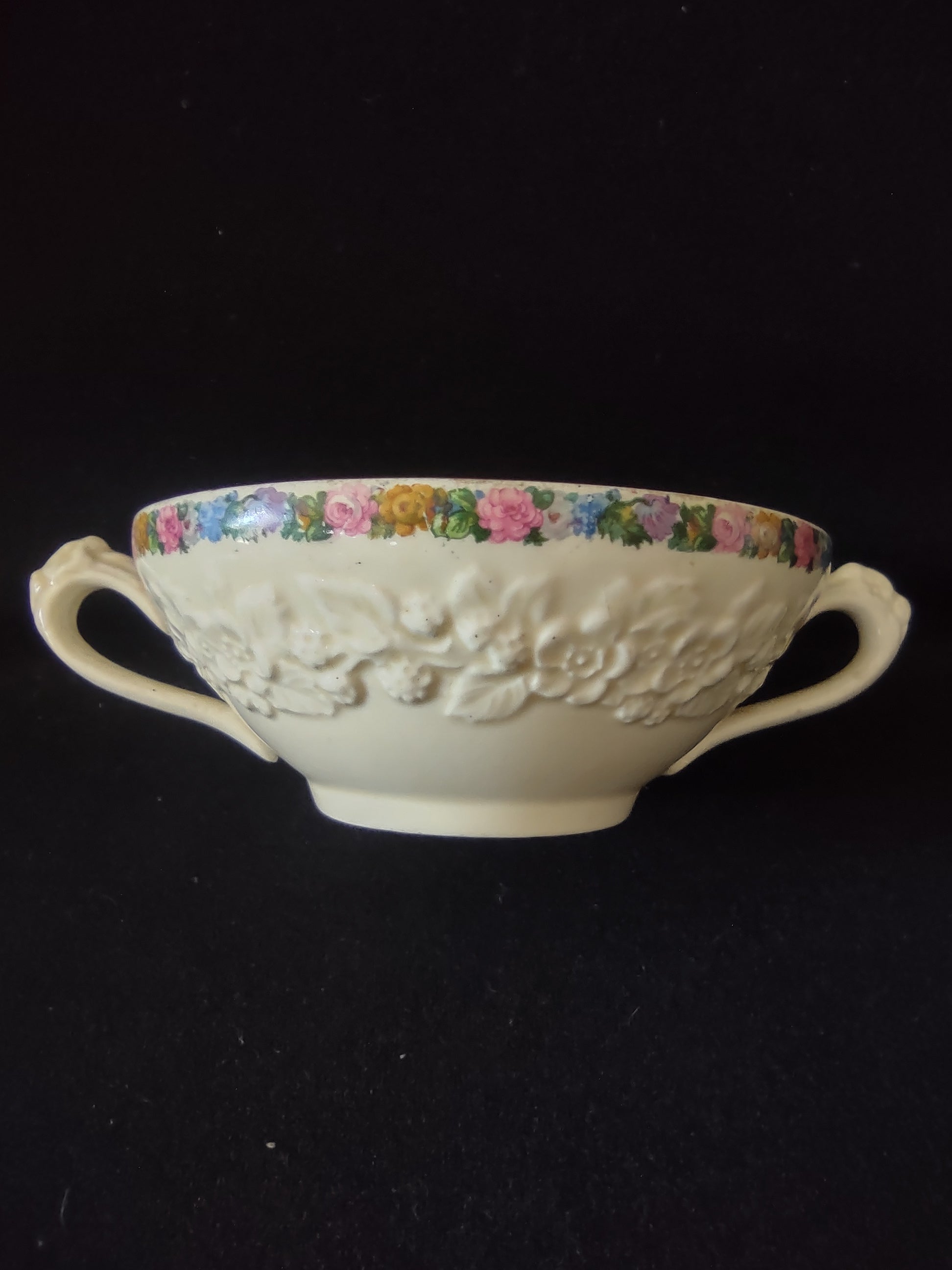 Vintage Crown Ducal Soup Bowl Saucer Ironstone England Cottagecore [5908]