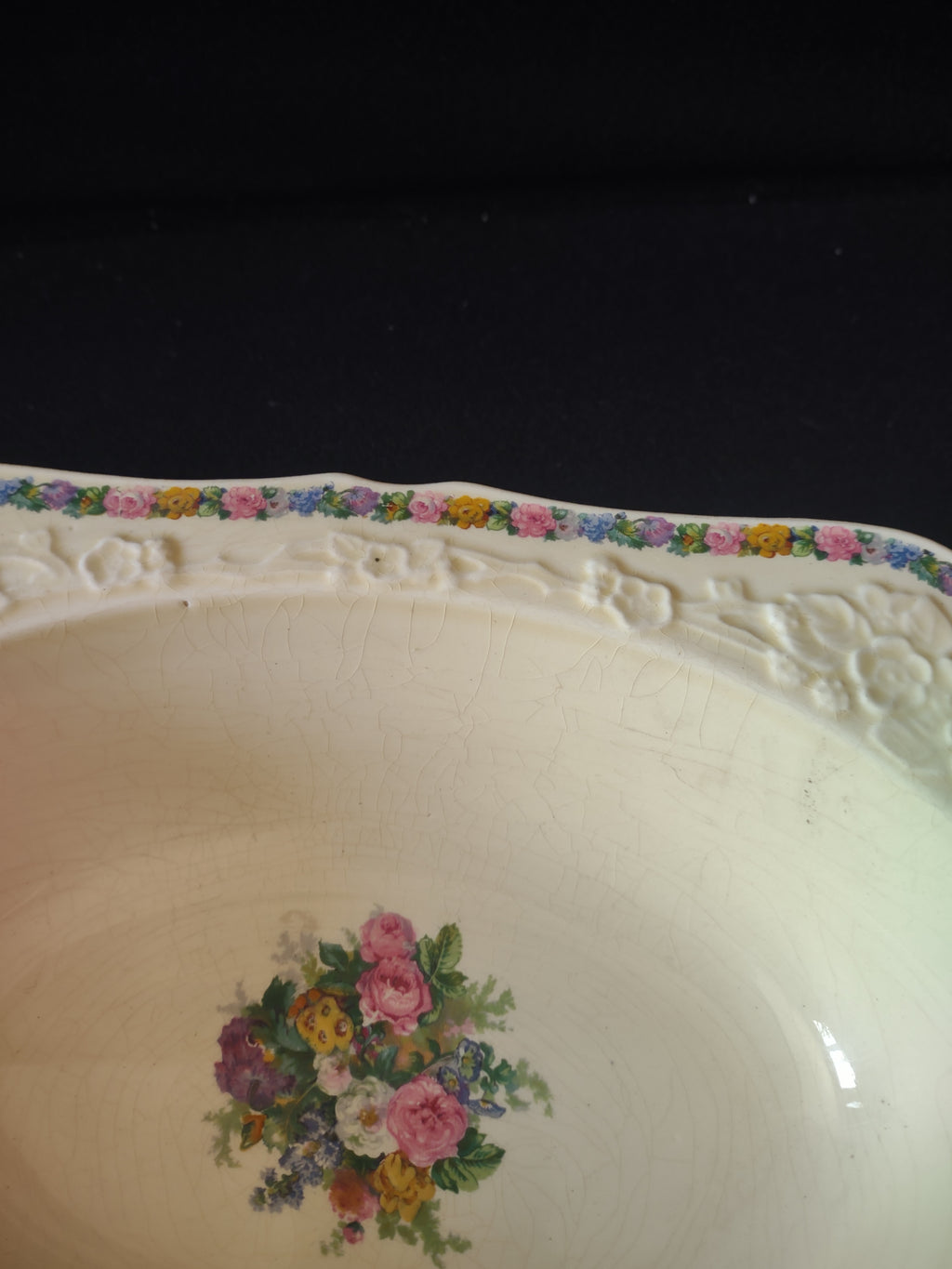 Vintage Crown Ducal Serving Bowl Ironstone England Cottagecore [5909]