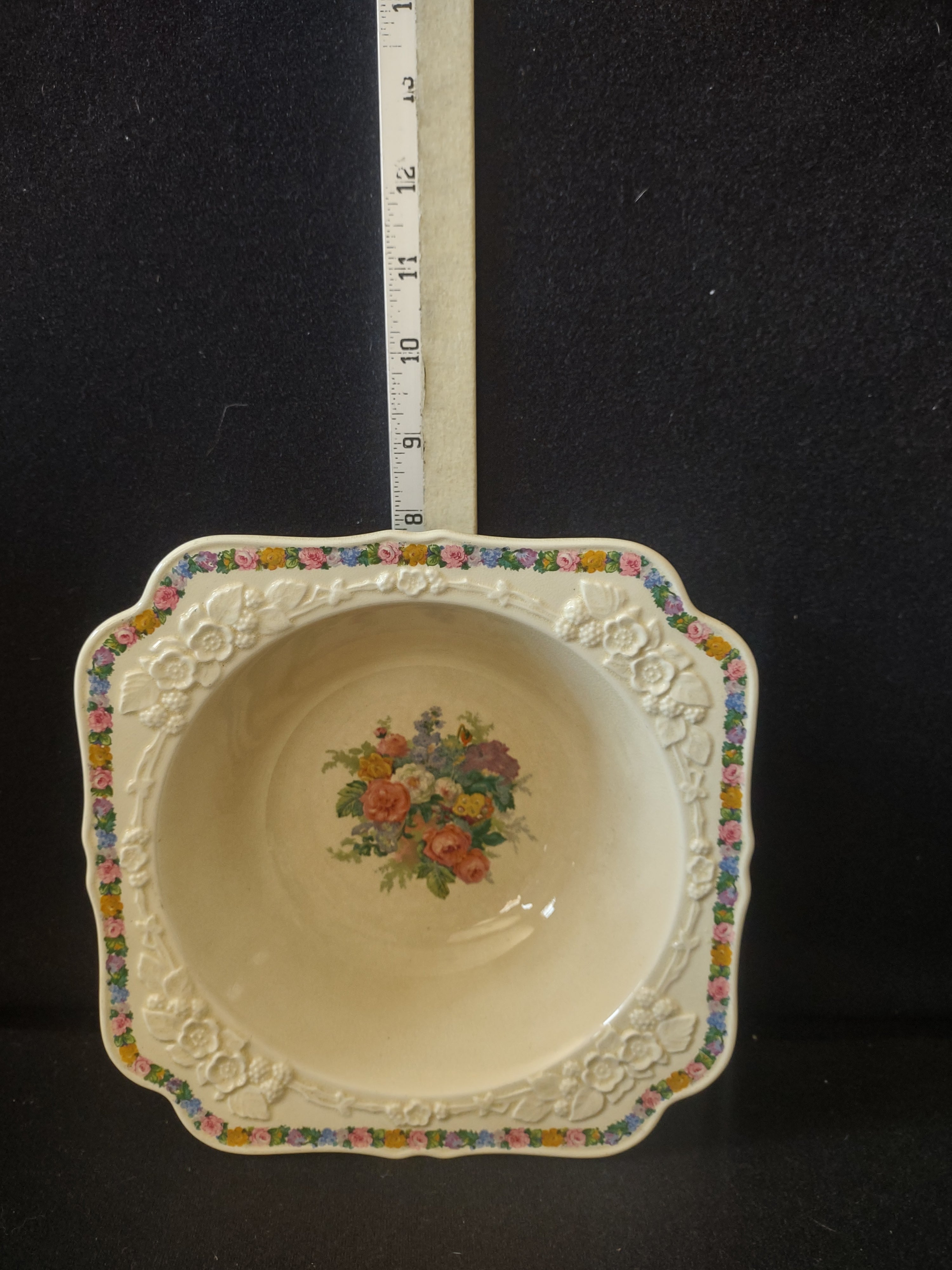 Vintage Crown Ducal Square Serving Bowl Ironstone England Cottagecore [5910]