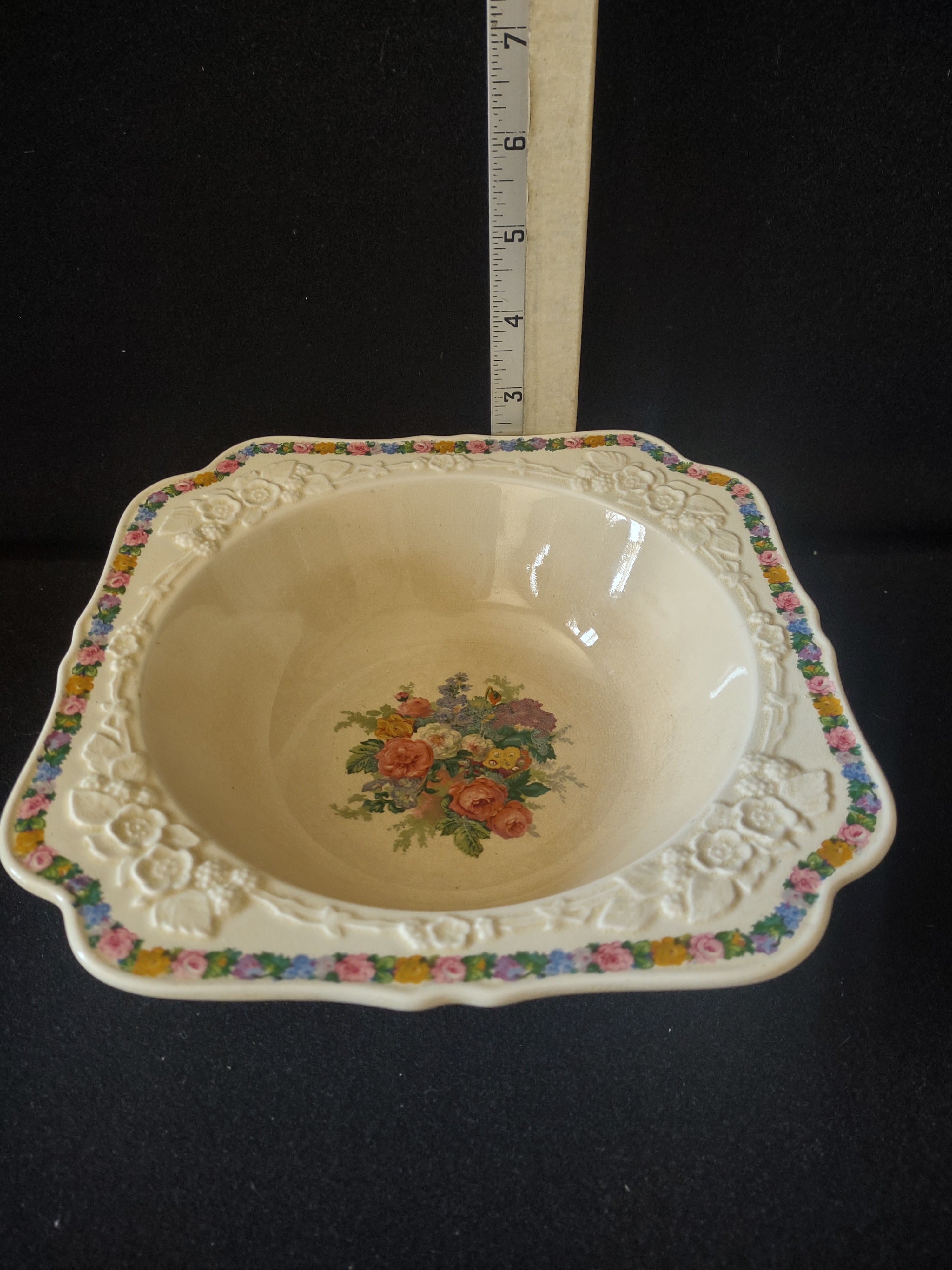 Vintage Crown Ducal Square Serving Bowl Ironstone England Cottagecore [5910]