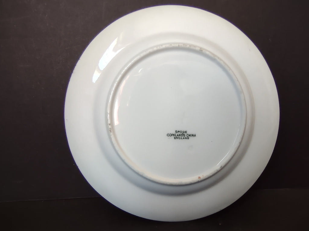 Vintage Blue Spode Fruit Floral Gold Trim Saucer Cottagecore Roses [5912]
