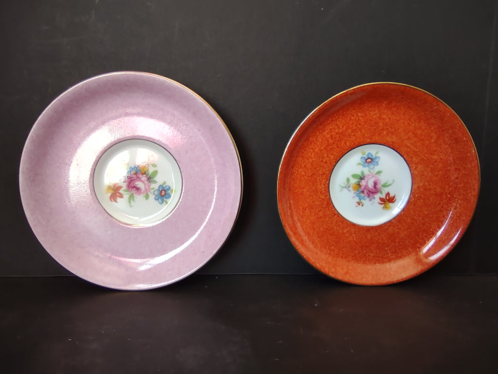 Vintage Spode Grosvenor England Demitasse Saucers Pink Orange Cottagecore [5914]