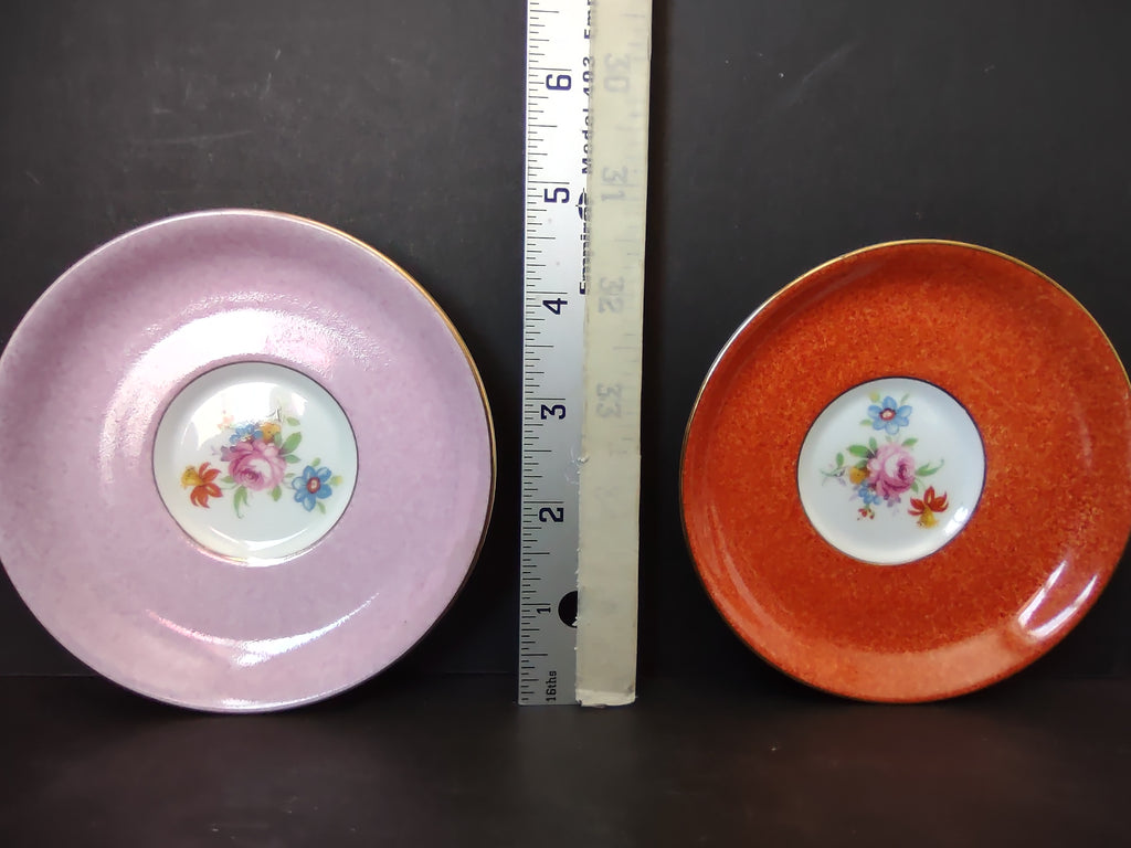 Vintage Spode Grosvenor England Demitasse Saucers Pink Orange Cottagecore [5914]