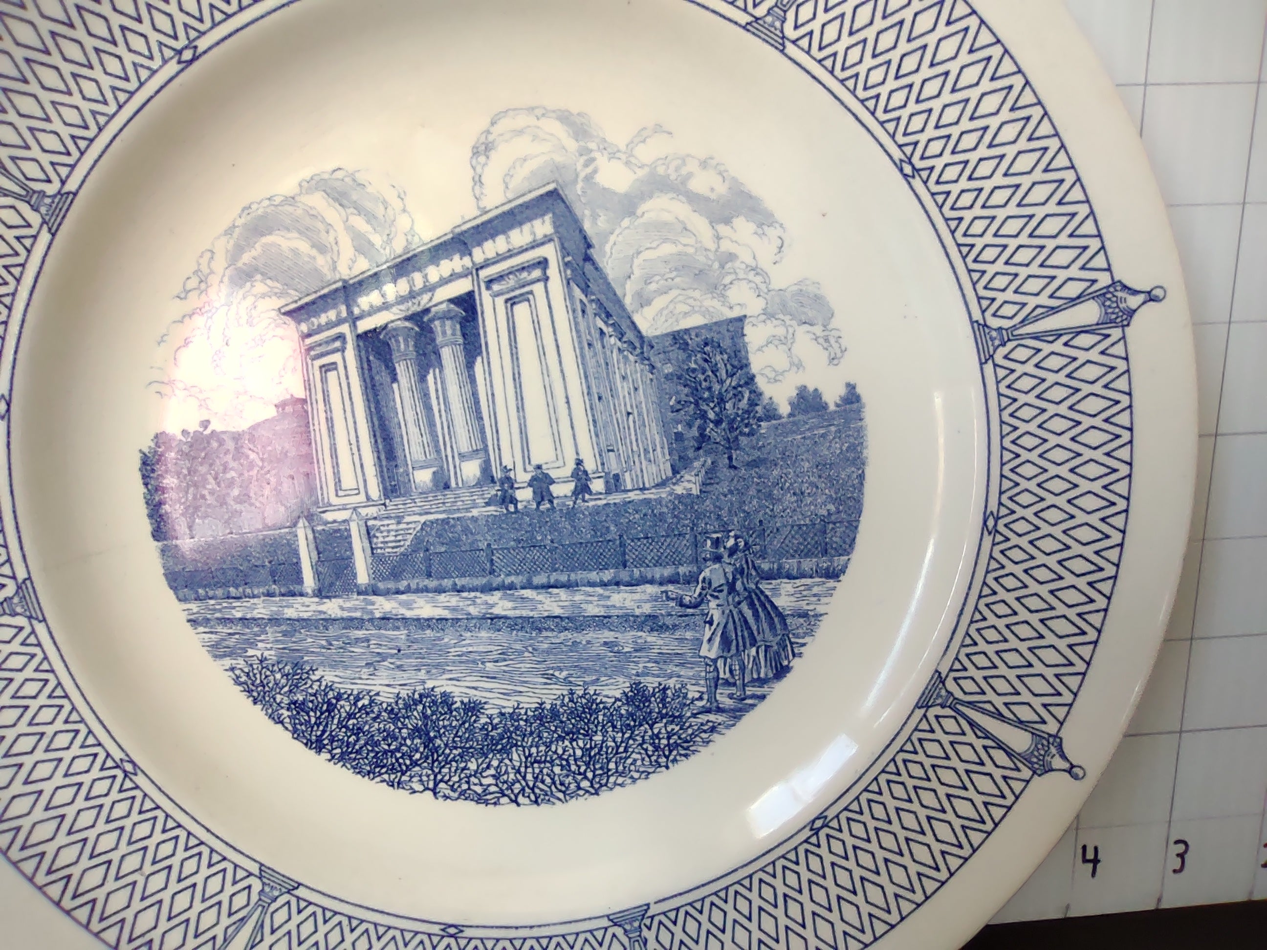 Vintage Wedgwood Egyptian Building Medical College of Virginia Blue Transferware Plate [5916]