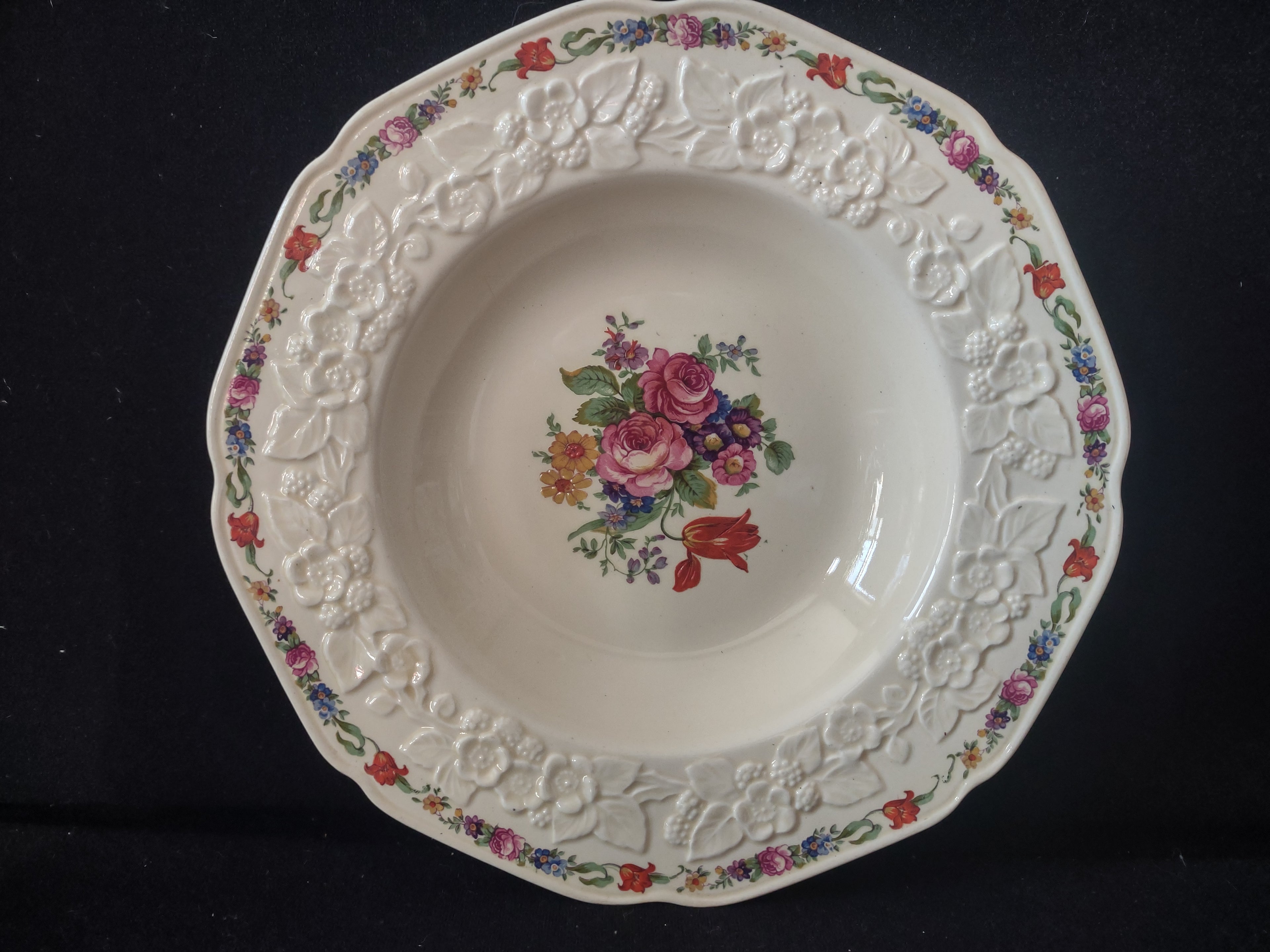 Vintage Crown Ducal Gainsborough England Floral Cottagecore Soup Bowl [5917]