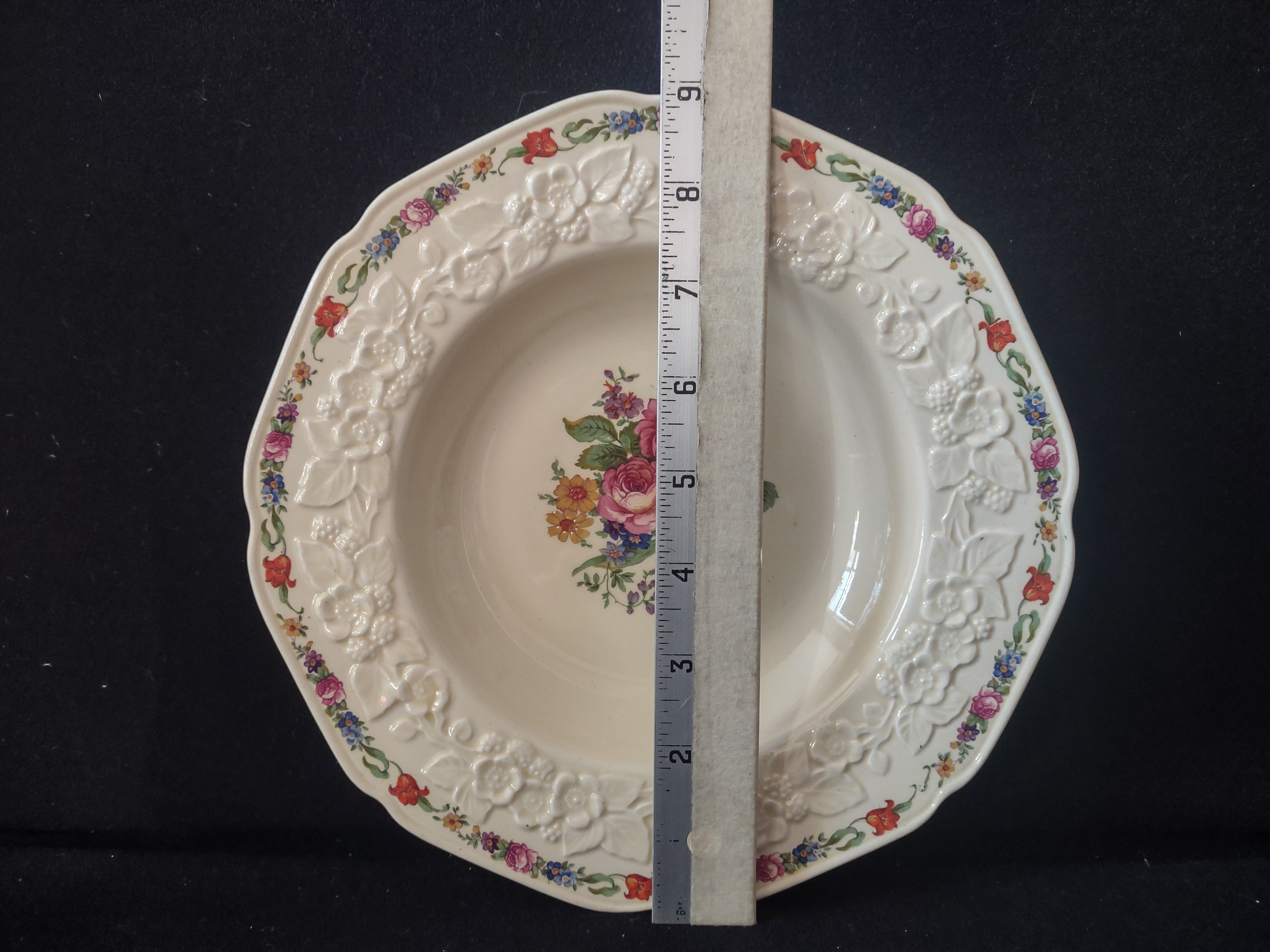 Vintage Crown Ducal Gainsborough England Floral Cottagecore Soup Bowl [5917]