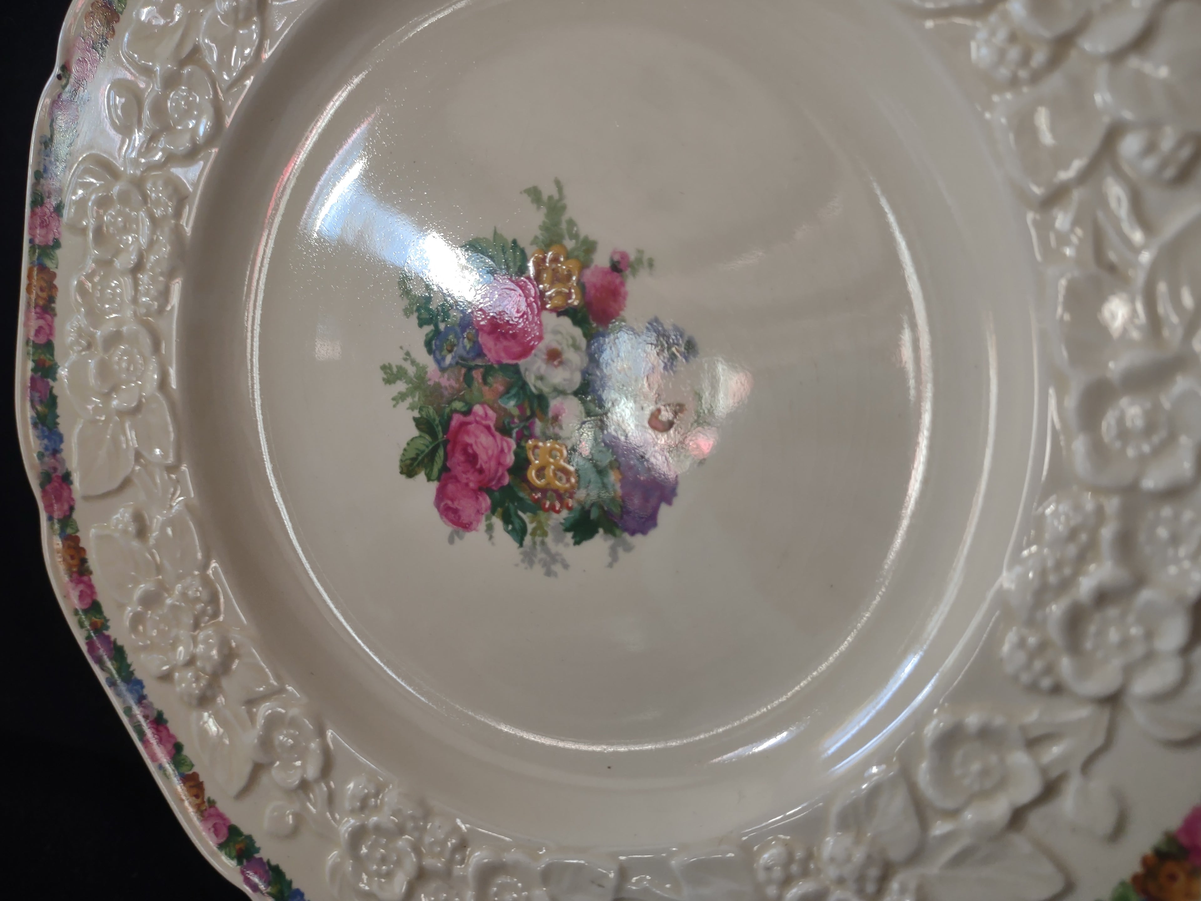 Vintage Crown Ducal Gainsborough Floral Embossed Plate [5918]