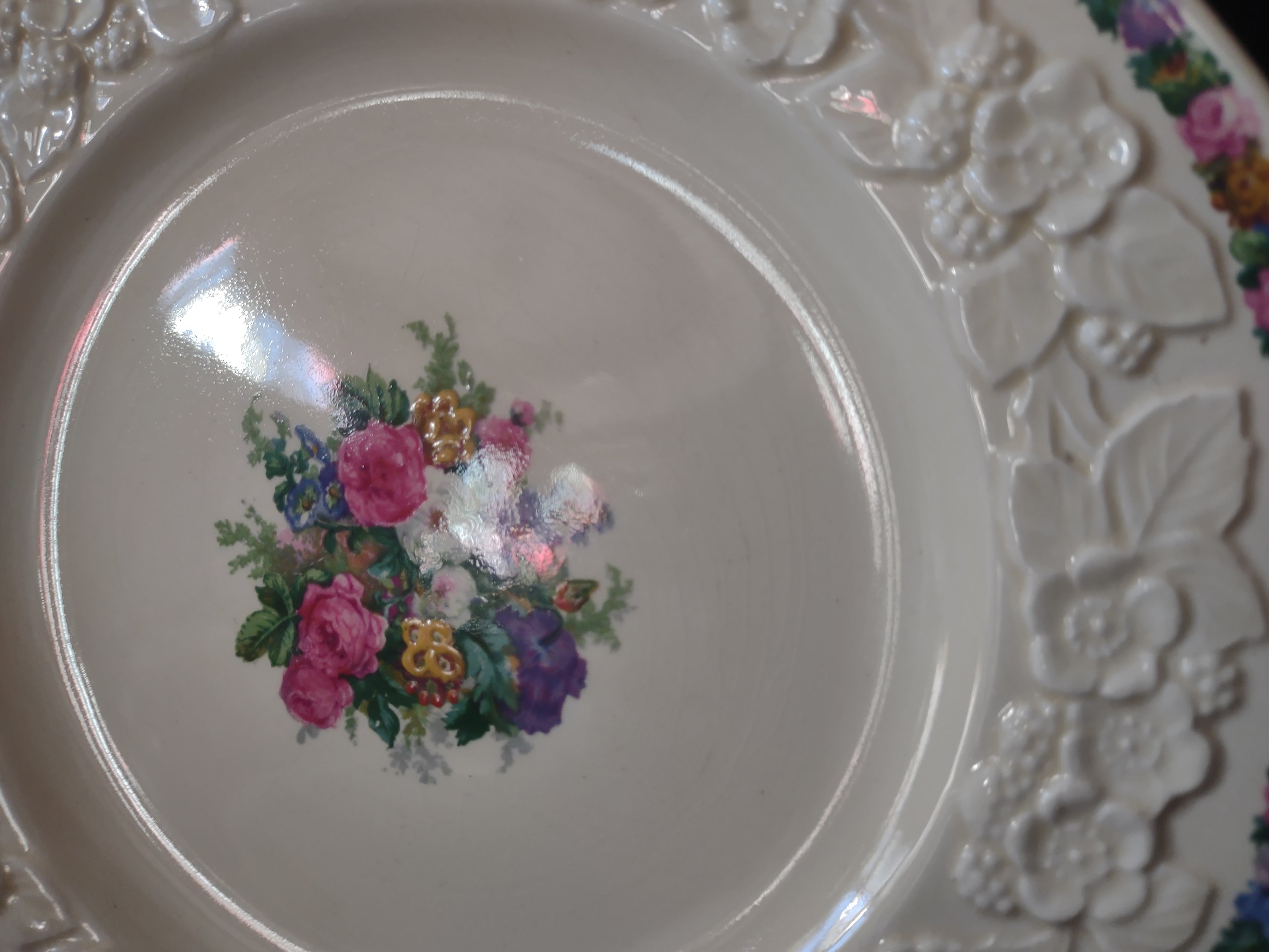Vintage Crown Ducal Gainsborough Floral Embossed Plate [5918]