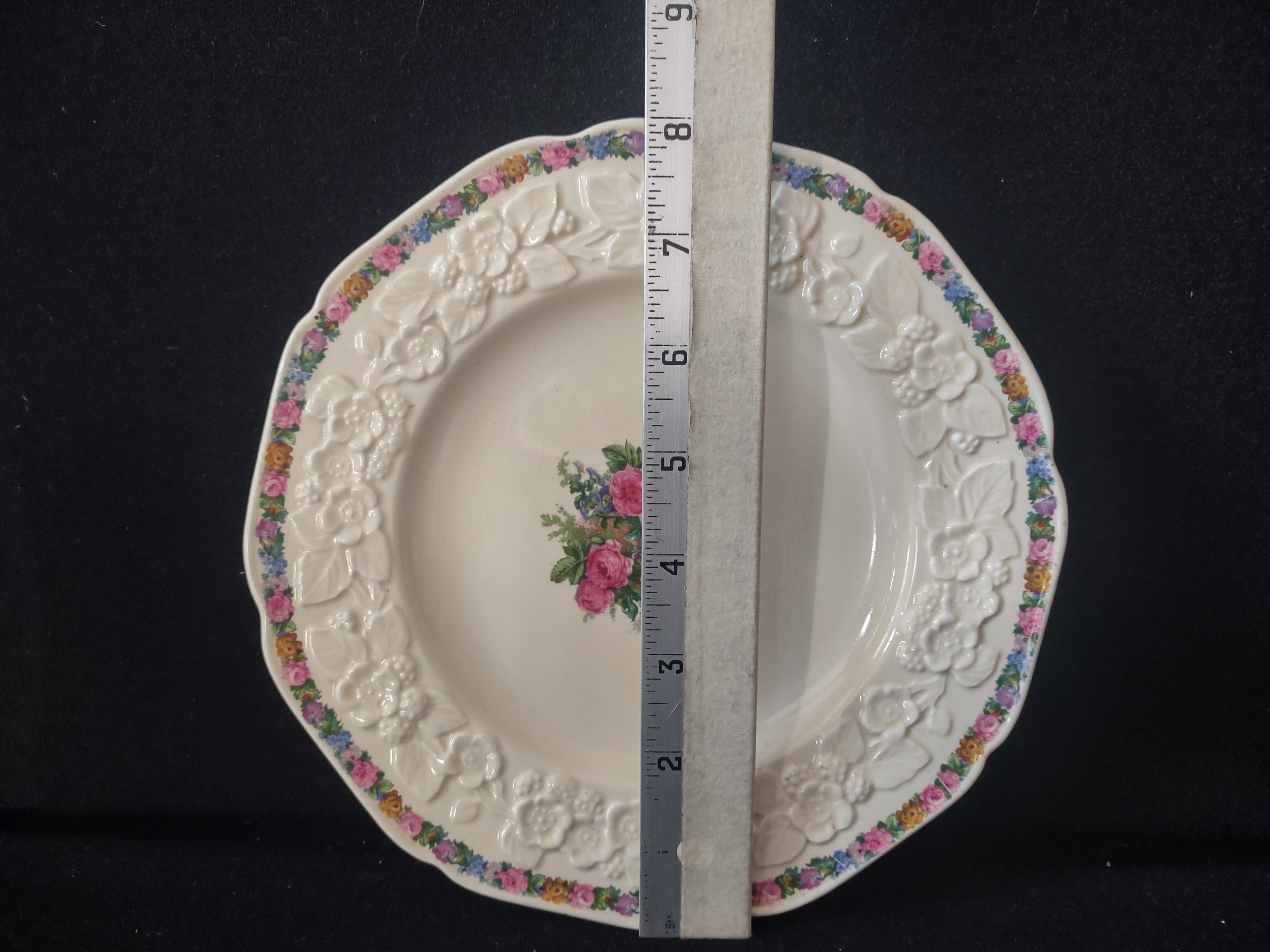 Vintage Crown Ducal Gainsborough Floral Embossed Plate [5918]