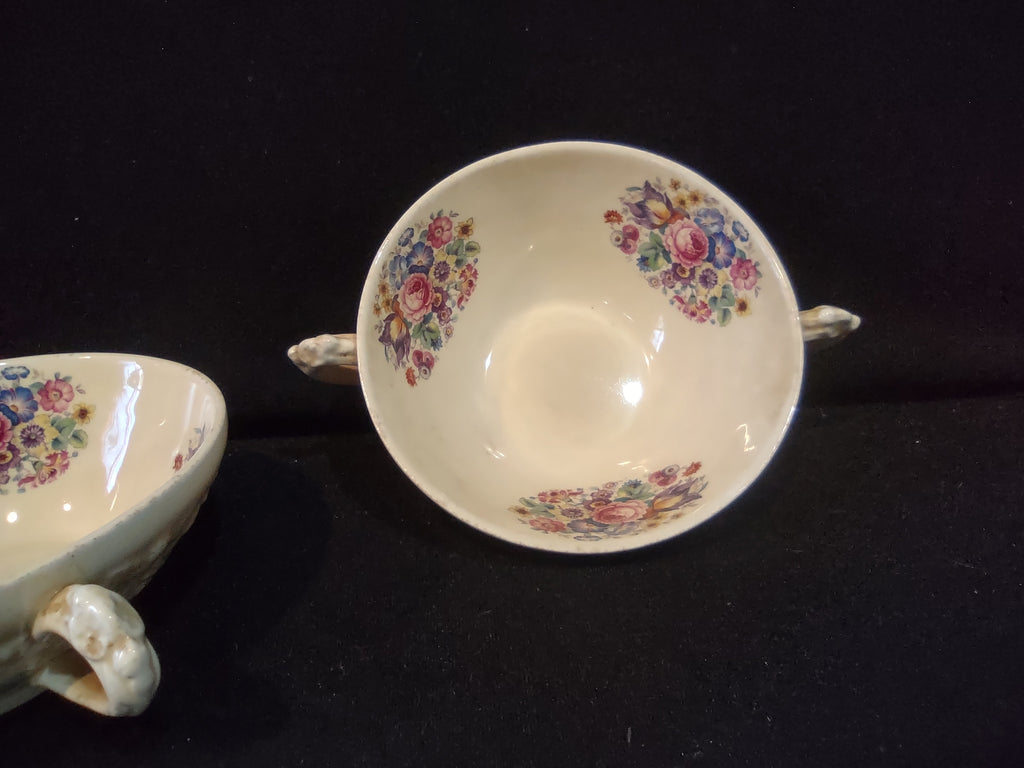 Vintage Crown Ducal Gainsborough England Embossed Floral Teacup Set of 3 [5921]