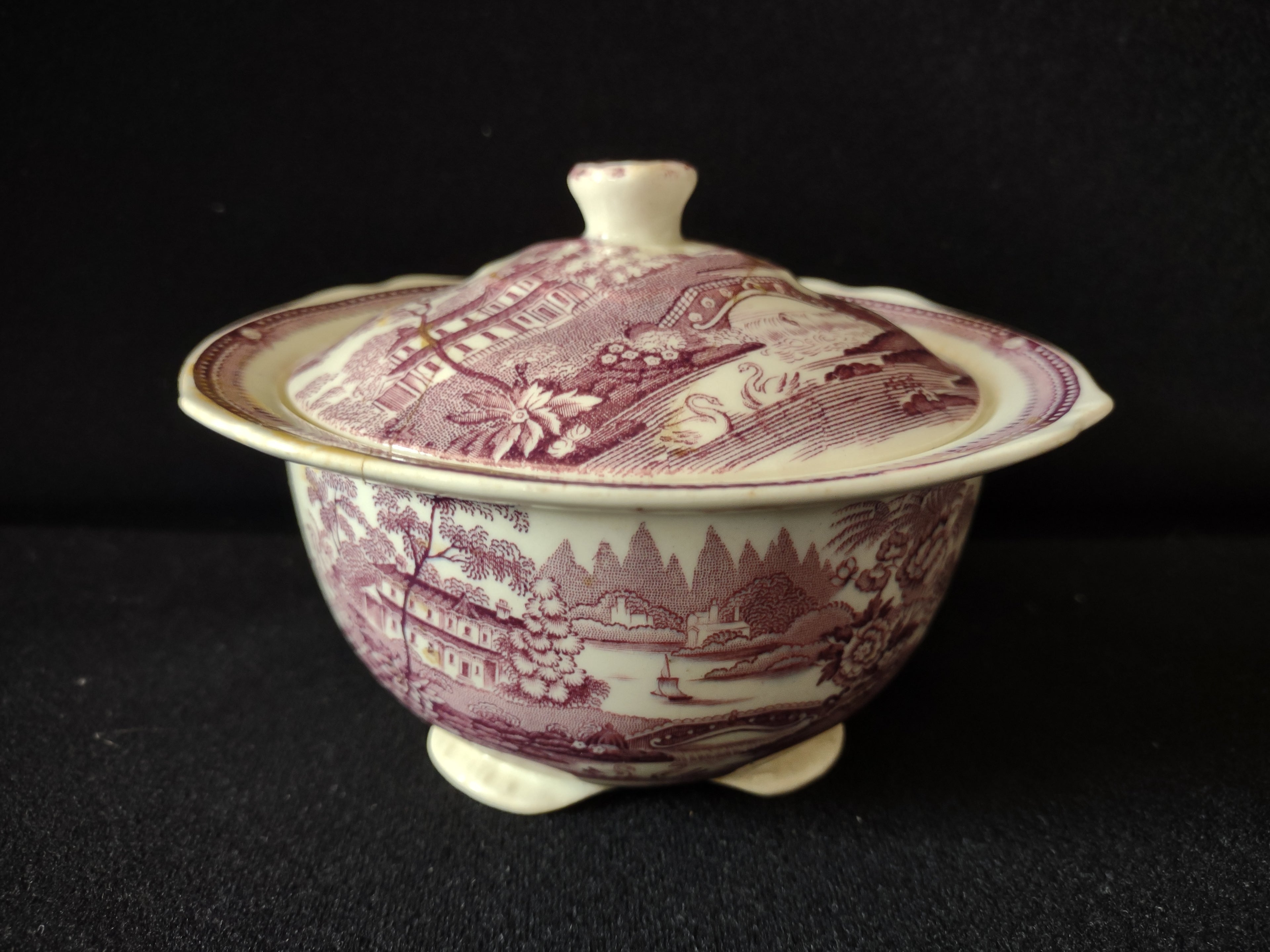 Vintage Staffordshire Tonquin Sugar Bowl Clarice Cliff REPAIRED [5925]