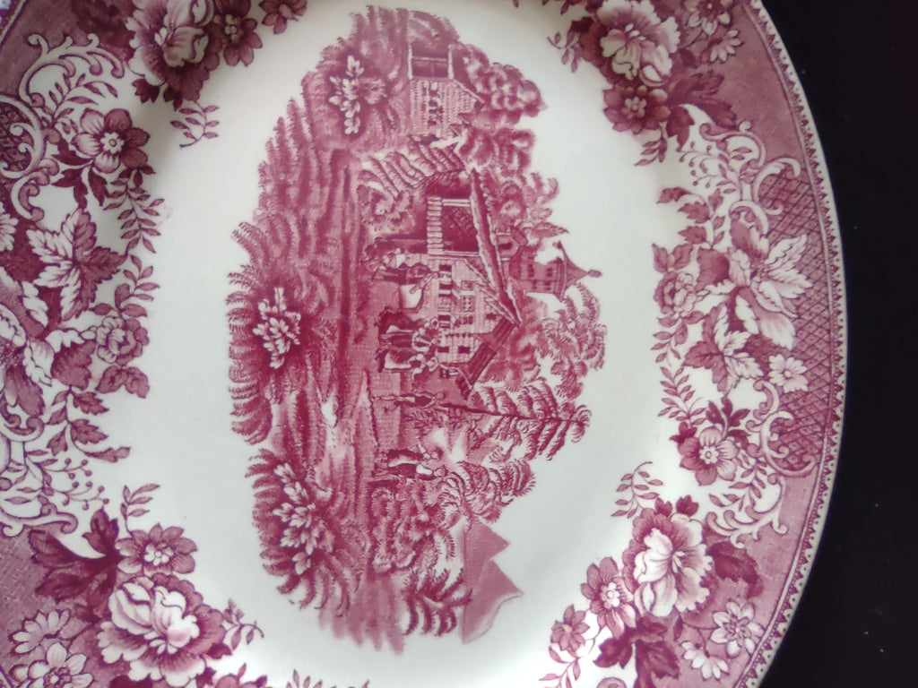 Vintage Avon Cottage Pink Transferware Serving Platter Ironstone England [5930]