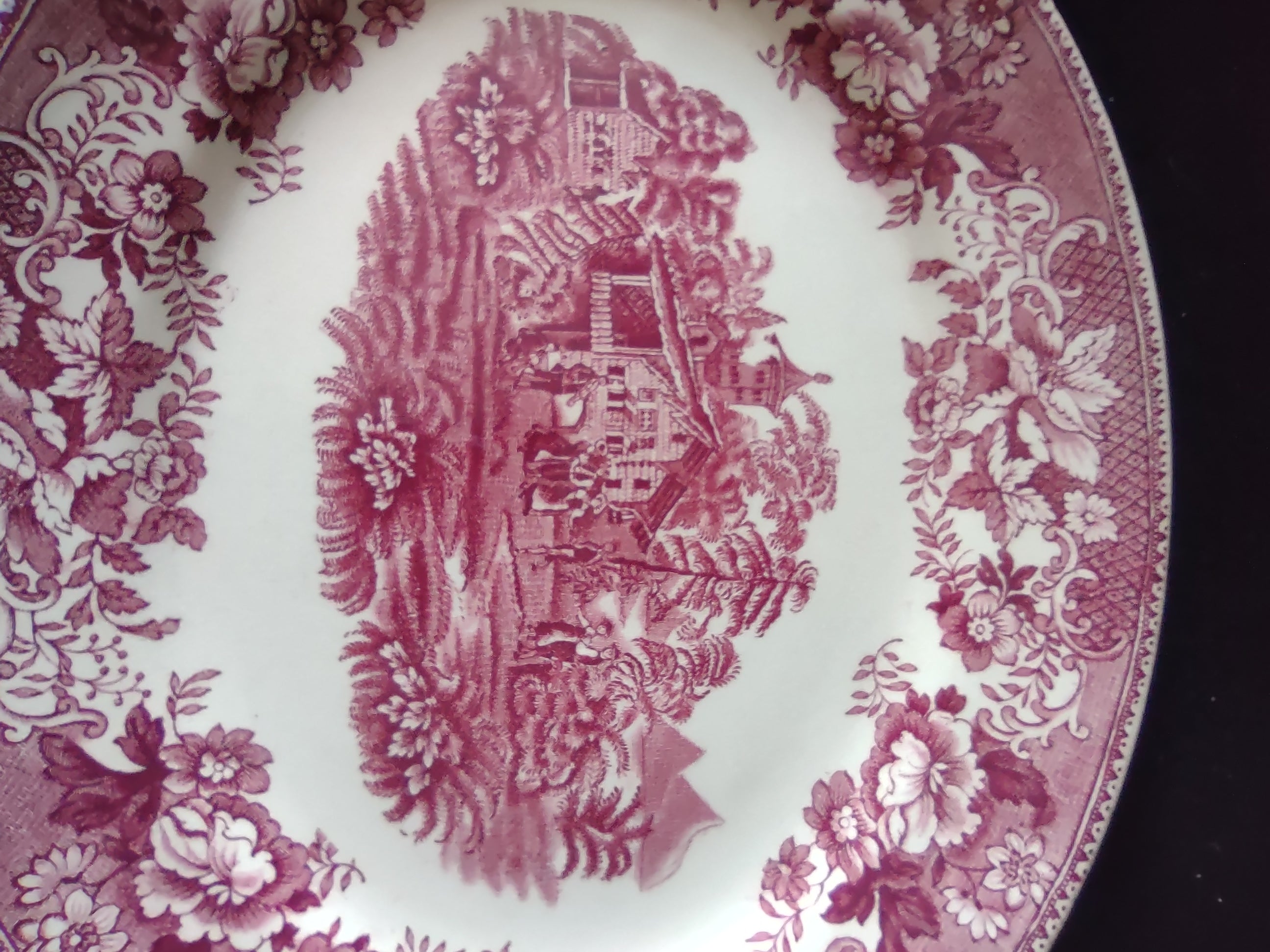 Vintage Avon Cottage Pink Transferware Serving Platter Ironstone England [5930]